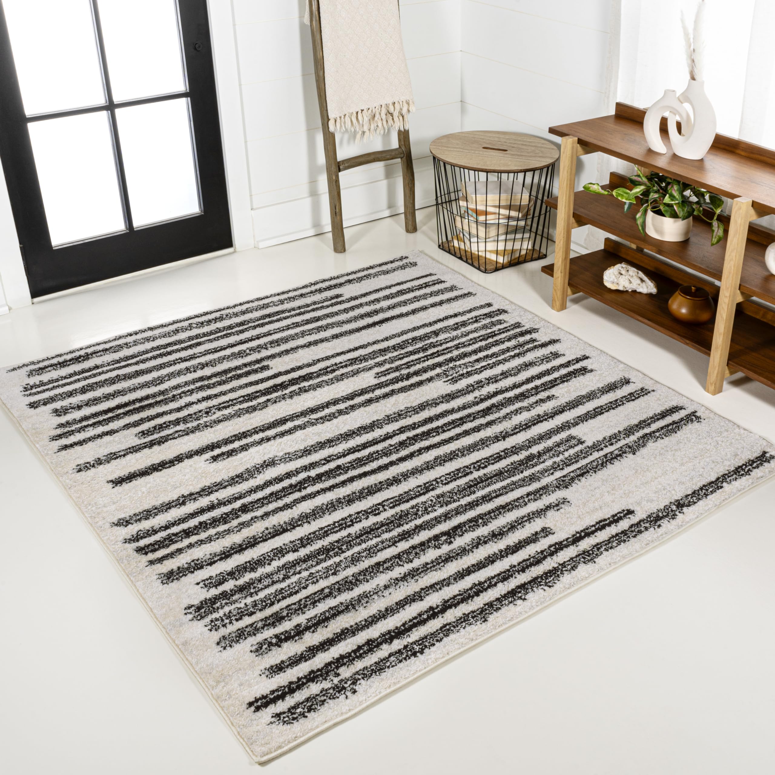 JONATHAN Y MOH207A-3SQ Khalil Modern Berber Stripe Area Rug, Contemporary, Bohemian, Scandinavian, Minimalistic, Rustic for Livi