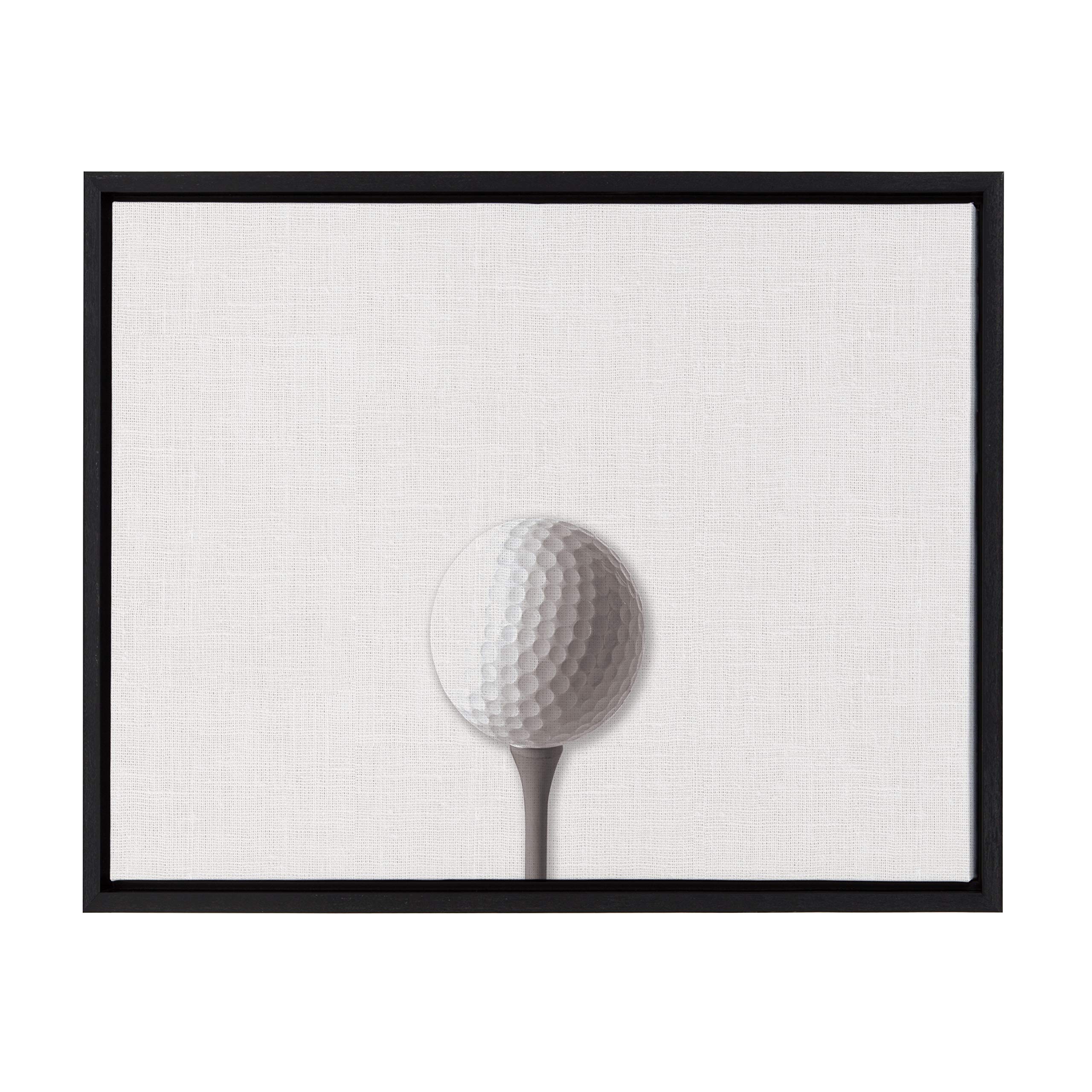 Designovation Sylvie Horizontal Golf Ball Portrait Framed Canvas Wall Art, 18X24 Black, Sporty Wall Decor For Home