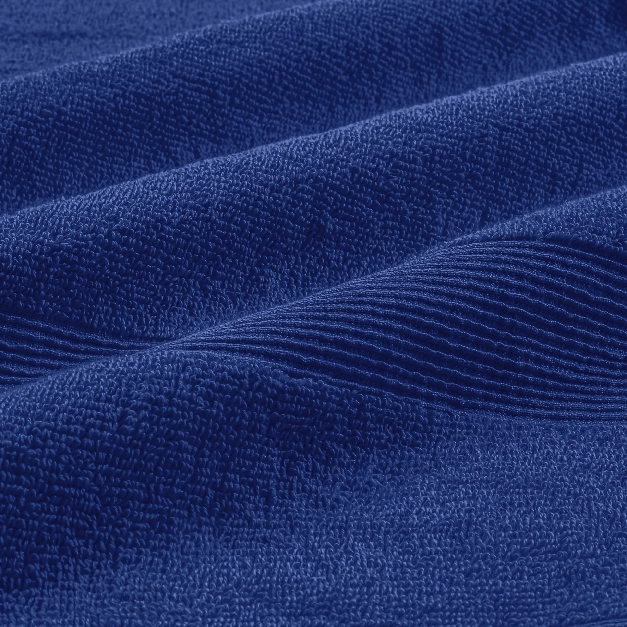 Belizzi Home 4 Pack Bath Towel Set 27x54  100% Ring Spun Cotton  Ultra Soft Highly Absorbent Machine Washable Hotel Spa Quality Bath Towels for Bathroom  4 Bath Towels - Navy Blue