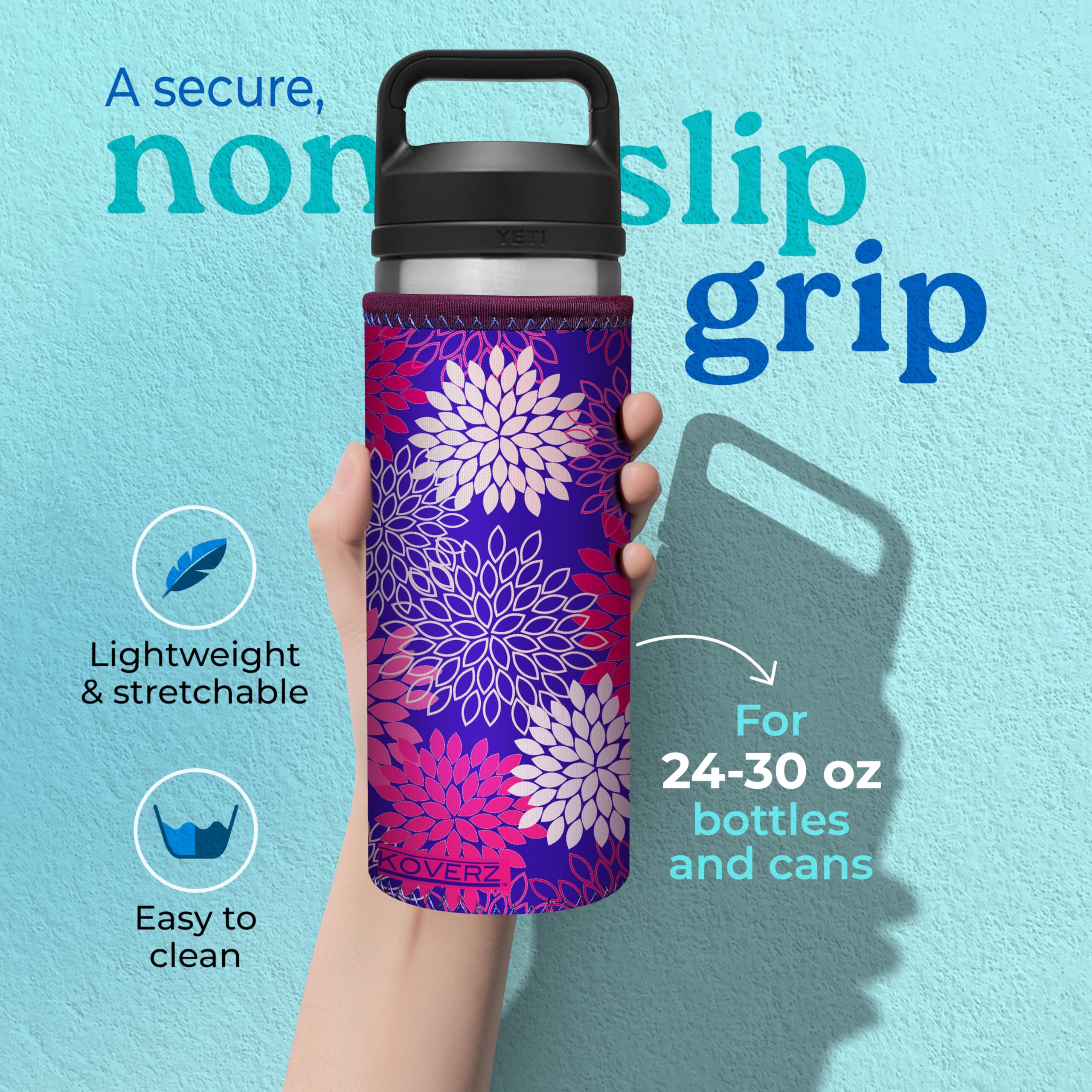 Koverz Neoprene 24-30 oz Water Bottle Insulator Cooler Coolie - Tres Chic