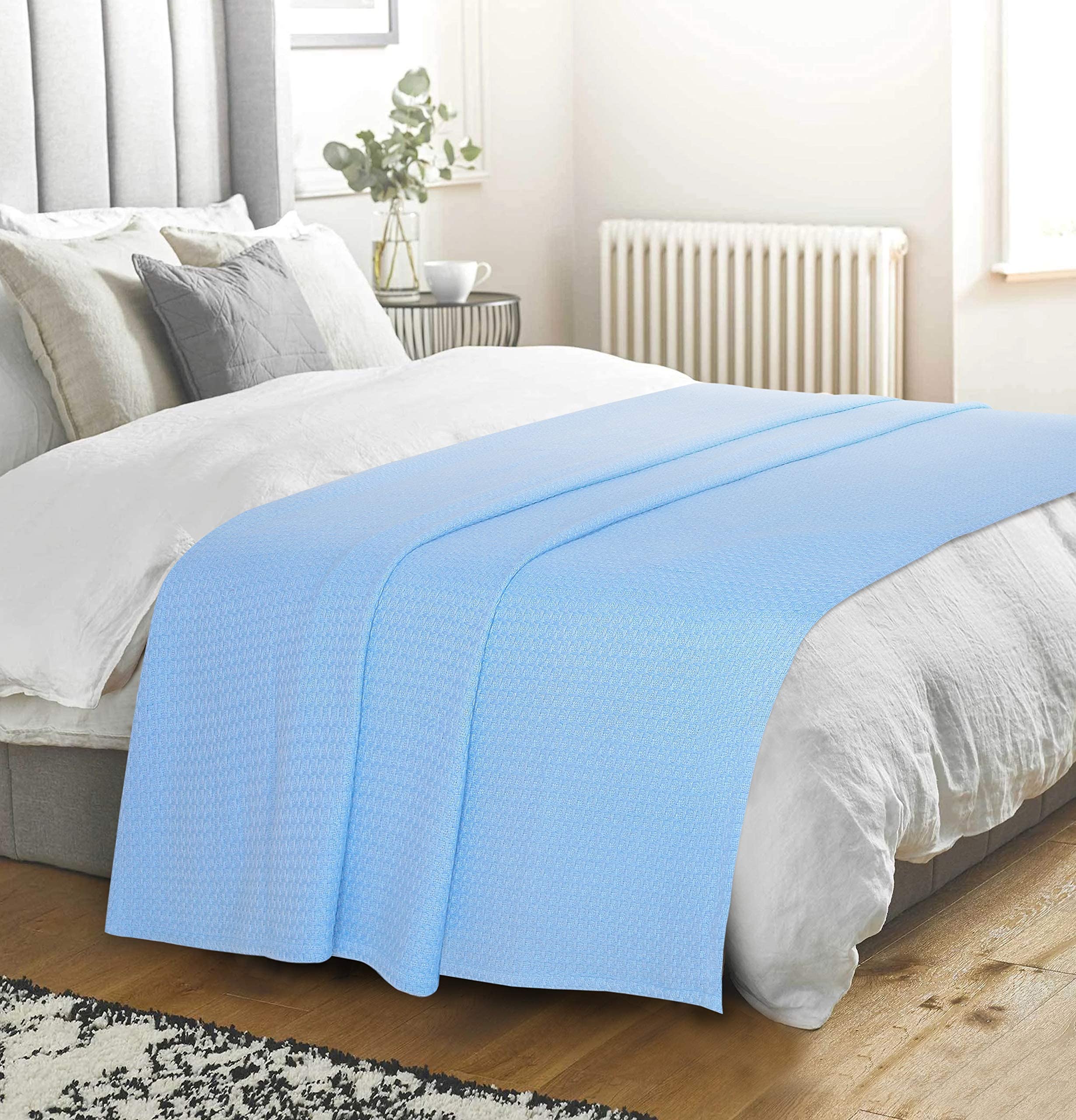 Elvana Home 100 Cotton Bed Blanket, Breathable Bed Blanket Full - Queen Size, Cotton Thermal Blankets Full - Queen, Perfect For