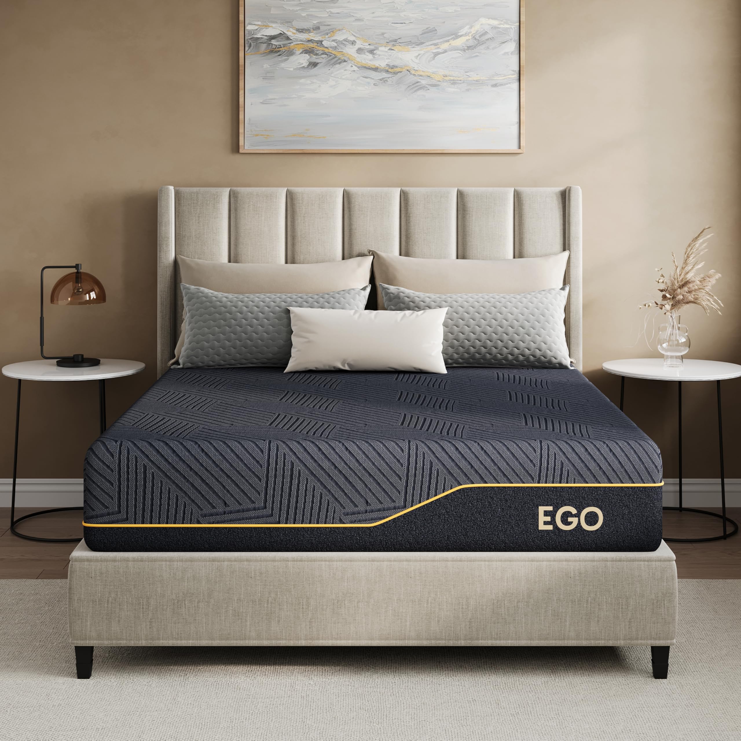 MLILY EGOHOME 12 Inch King Size Memory Foam Mattress for Cooling Sleep, Pressure Relief Cooling Copper Gel Bed in a Box, Foam Ma
