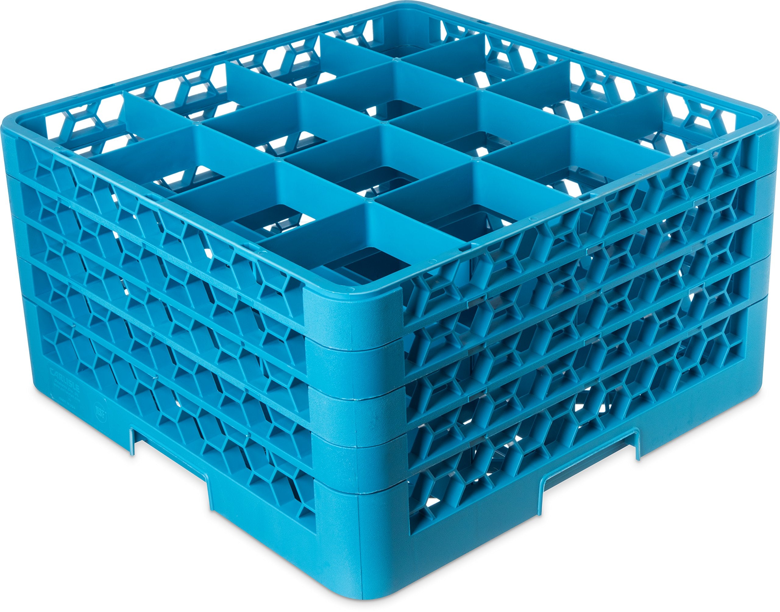 Carlisle Foodservice Products Opticlean Glass Rack 16 Compartments With 4 Extenders For Kitchens And Restaurants, Plastic, 19.87