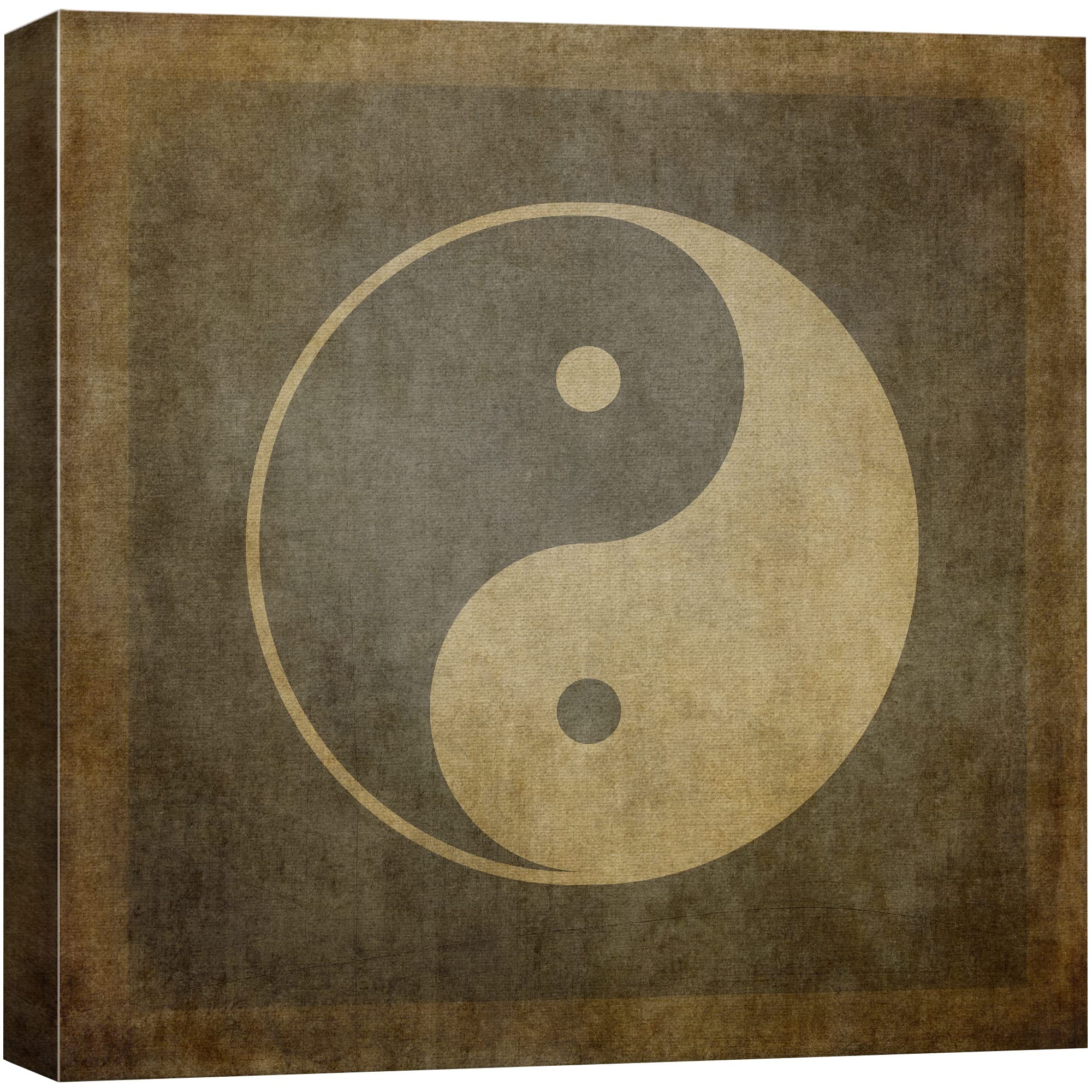 Wall26 Canvas Print Wall Art Brown & Tan Grunge Chinese Yin Yang Symbol Historic Cultural Illustrations Modern Art Chic Relax/Ca