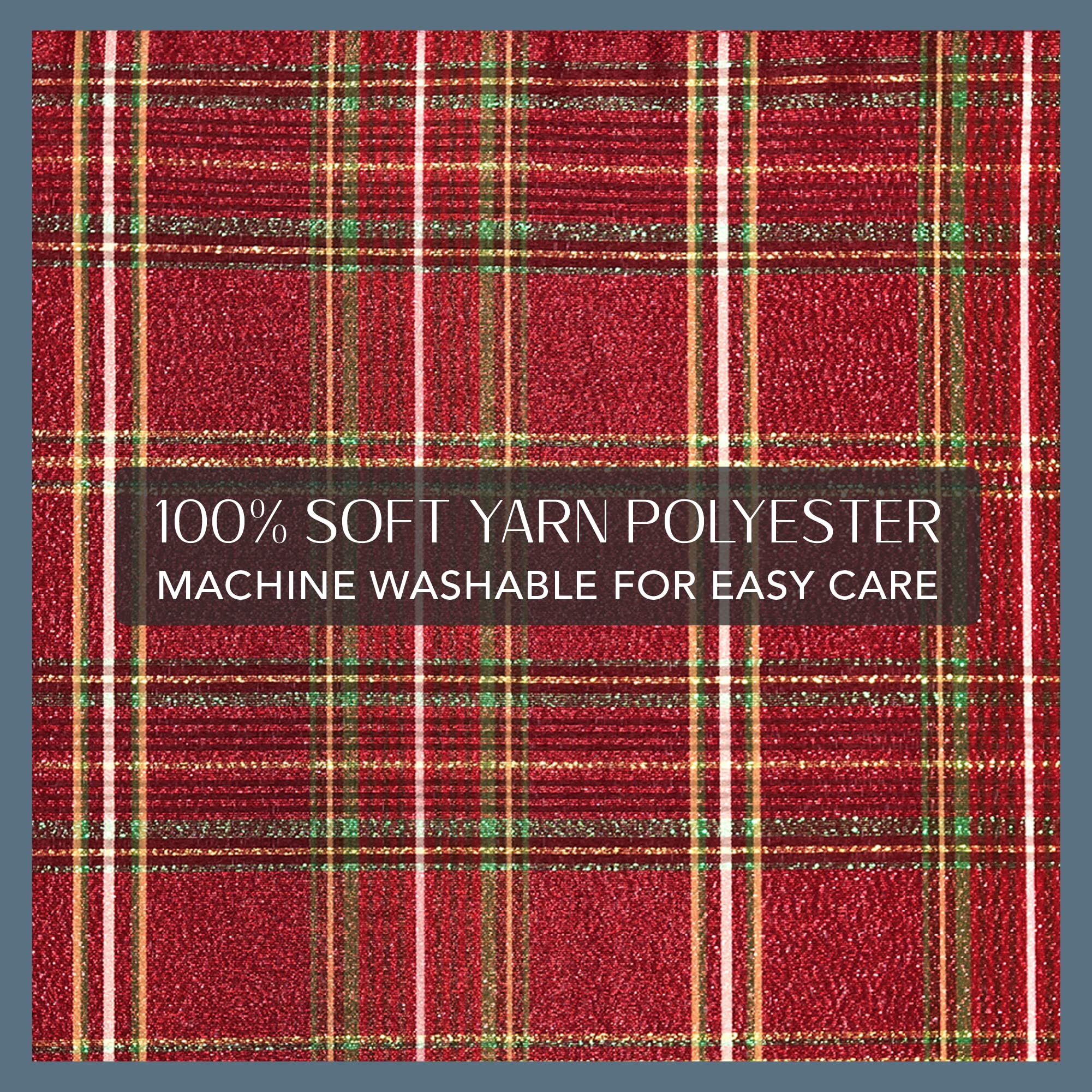 Elrene Home Fashions Shimmering Plaid Holiday Fabric Tablecloth, 60'' X 120'', Red