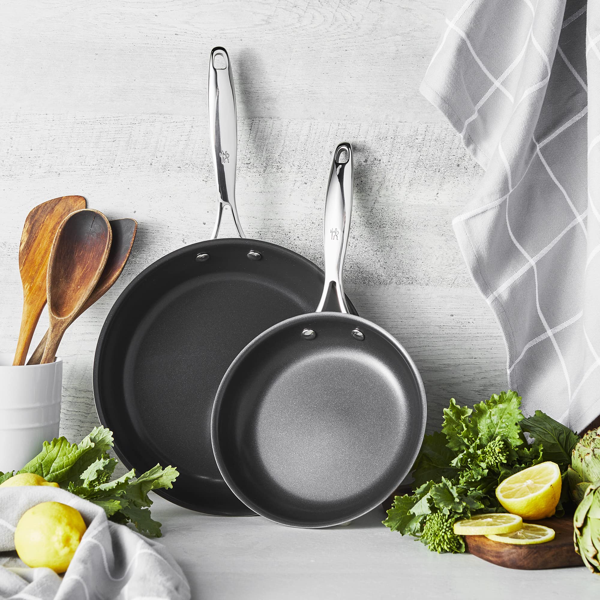 Henckels Clad Impulse 2-Pc Nonstick Pan Set, Nonstick Frying Pan Set, 3-Ply Clad Stainless Steel, Mirror Finish, Dishwasher Safe