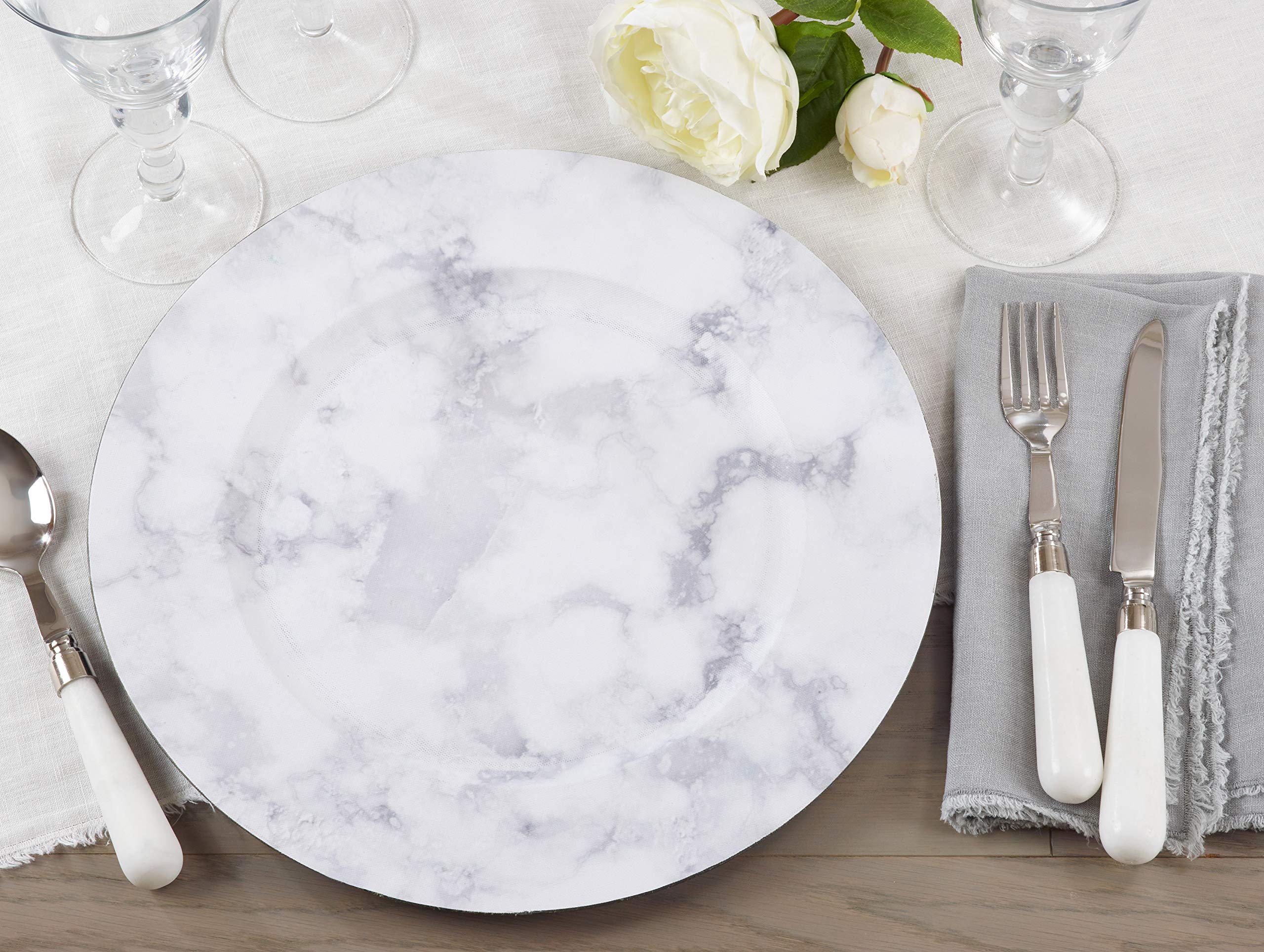 Marble Design Charger Plates (Set Of 4)