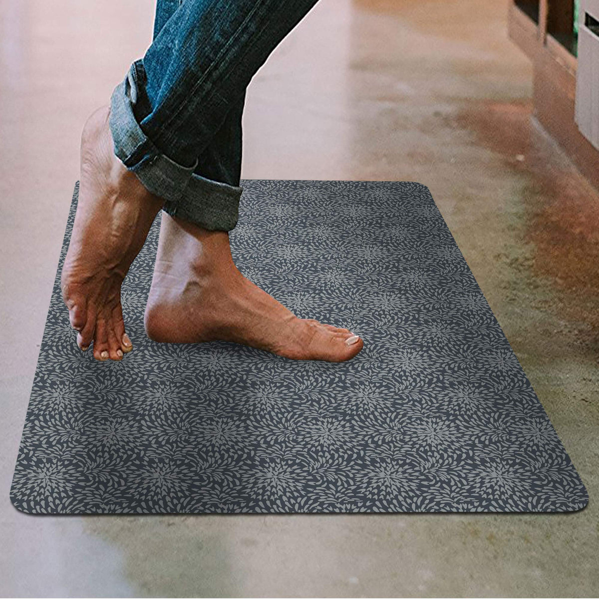Shape28 Non Slip Rug For Hardwood Floor - Kitchen Floor Mat Ultra-Thin Kitchen Rug With Non Slip Rubber Backing 35Ax23A Grey Des