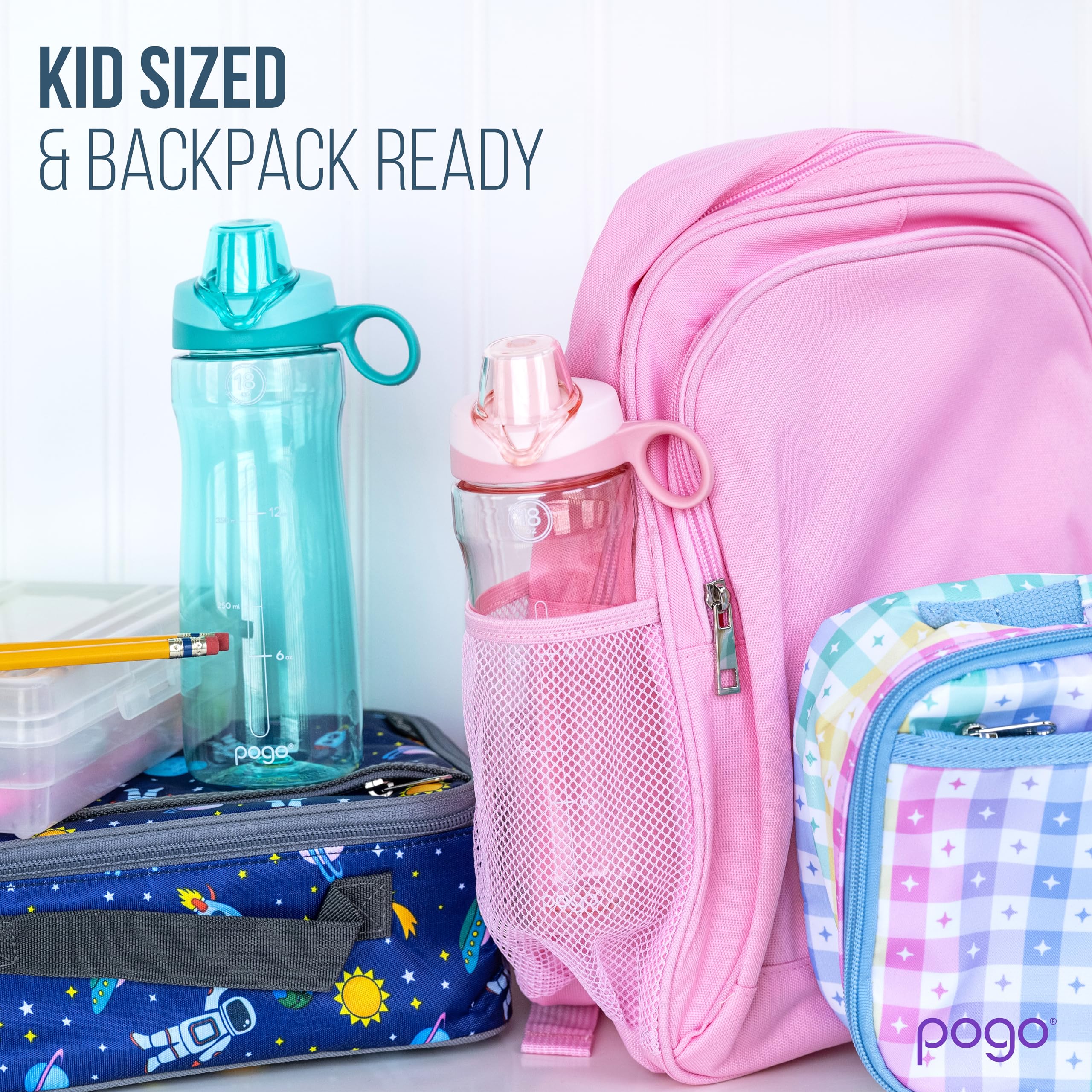 Pogo Bpa-Free Tritan Plastic Water Bottle With Soft Straw Lid, 18 Oz, Fuchsia