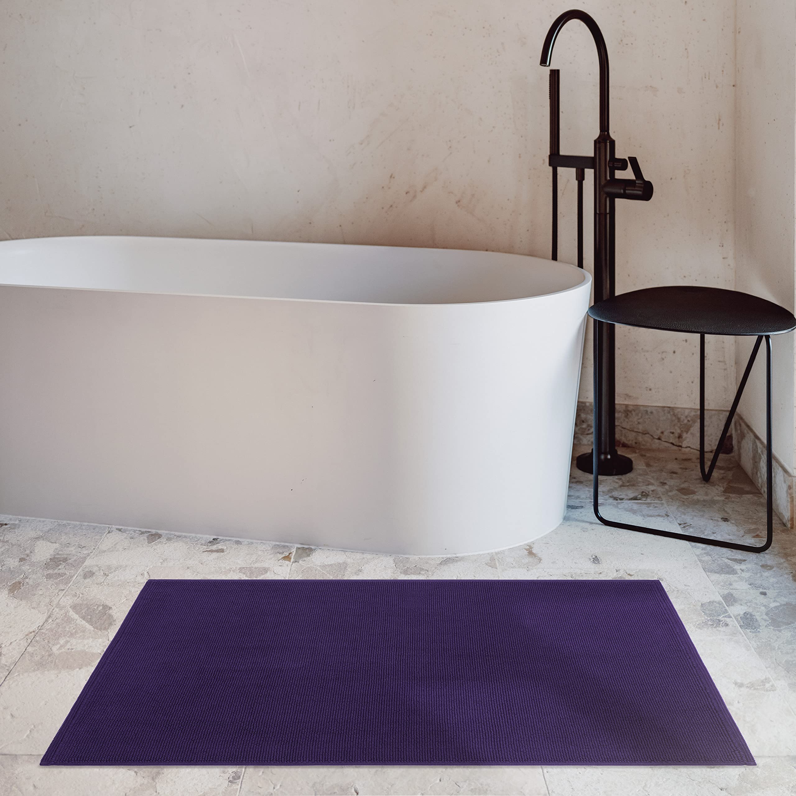 Cotton Paradise Bath Rug for Bathroom  17x24 inch 100% Cotton Non Slip Bath Mat Rug  Soft Absorbent Machine Washable  Purple Bath Rug