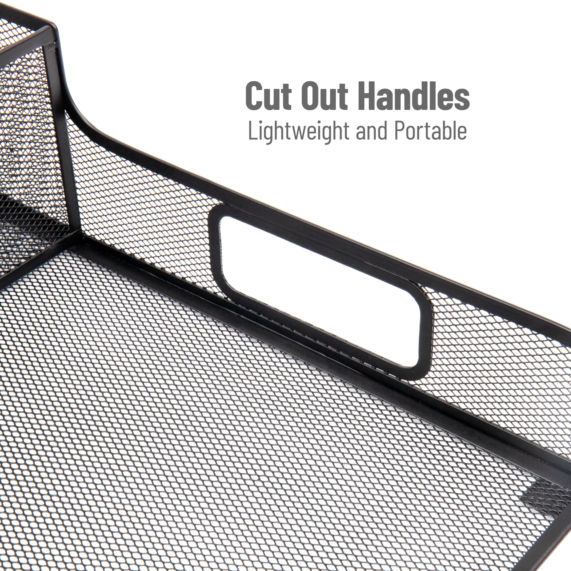 Mind Reader Utensil Napkin & Plate Holder, Silverware Organizer, Serving Tray, Metal Mesh, 11.5'' L X 14.75'' W X 5.5'' H, Black
