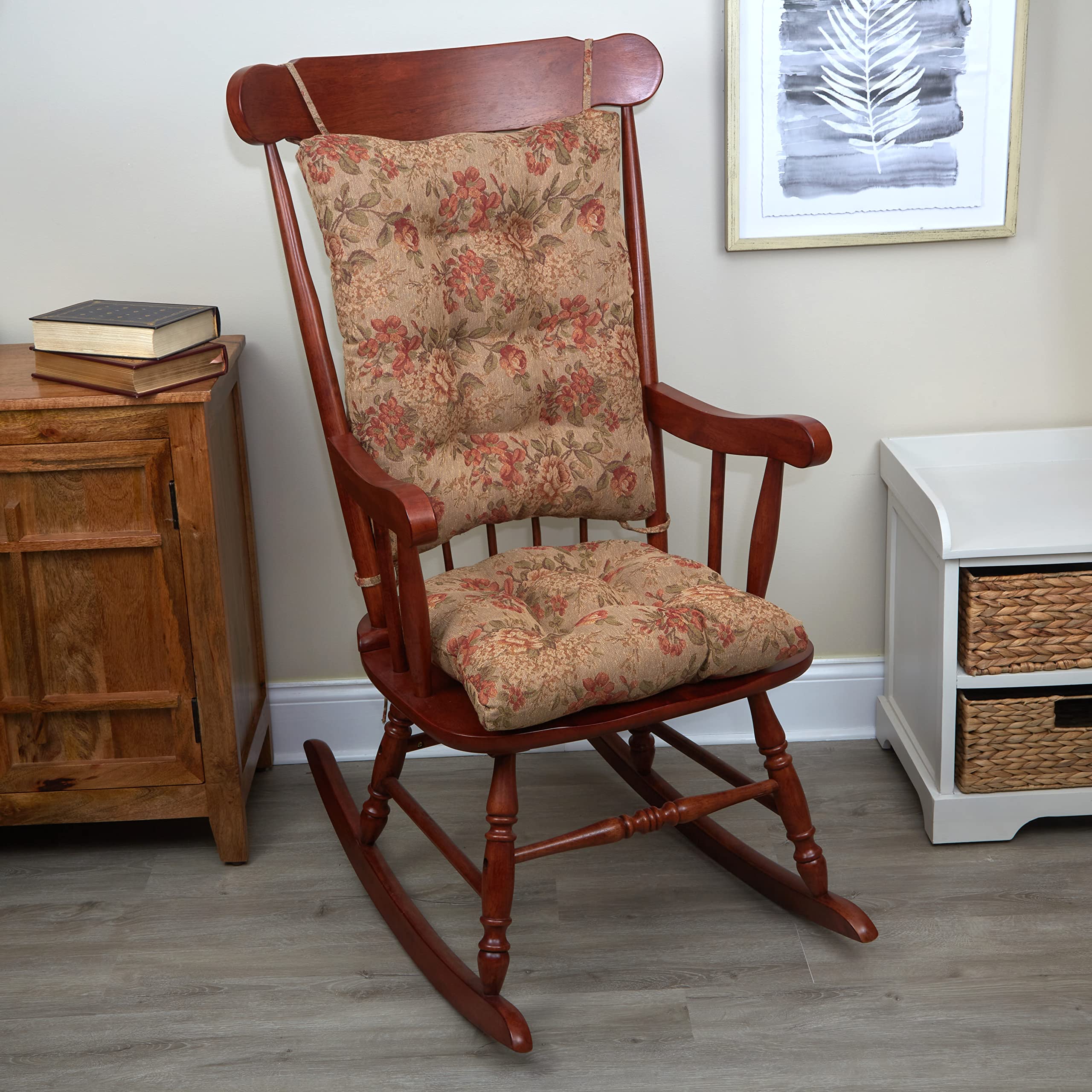 Klear Vu Omega Non-Slip Rocking Chair Cushion Set With Thick Padding And Tufted Design, Includes Seat Pad & Back Pillow With Tie