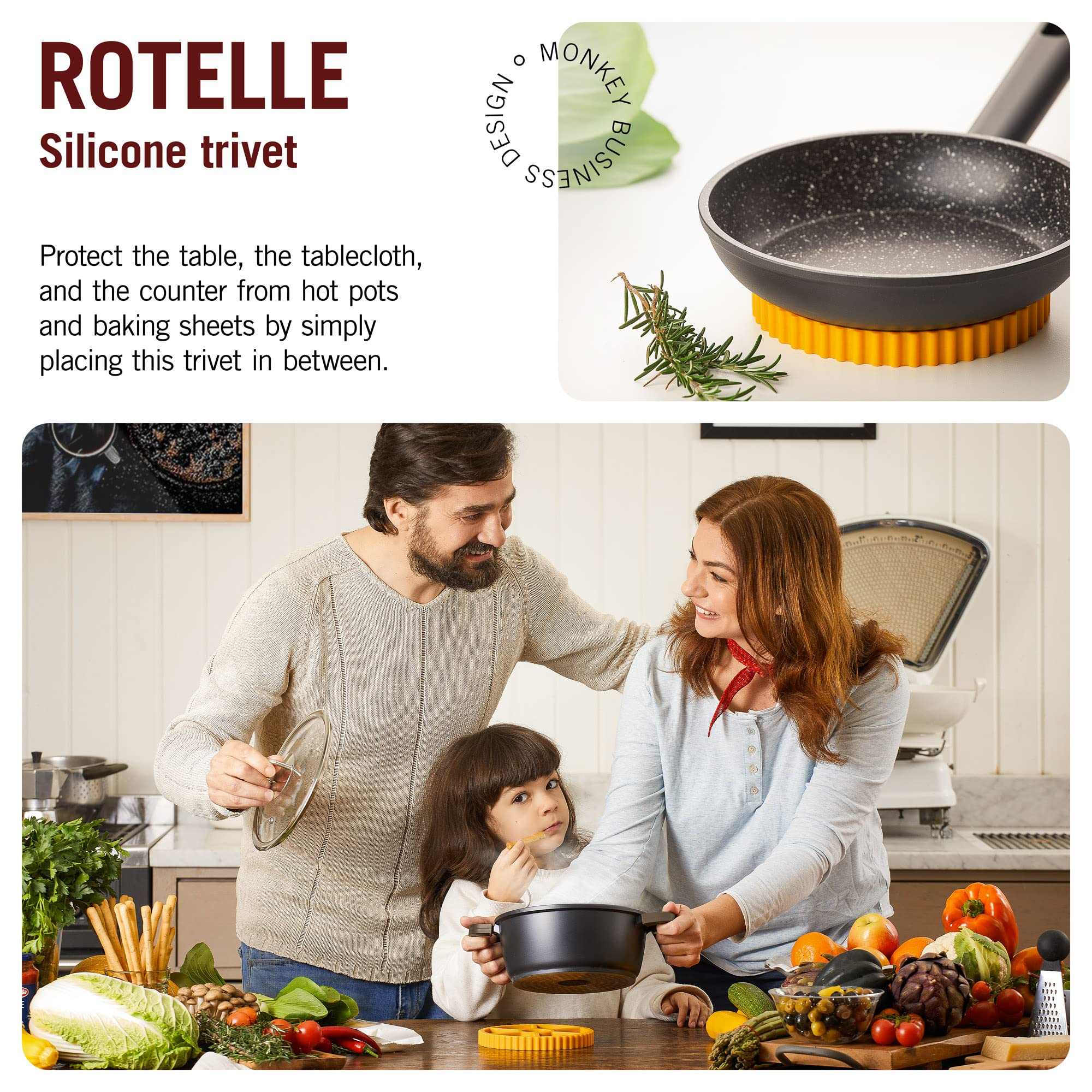 Fun Rotelle-Shaped Silicone Trivet/Hot Pads For Kitchen From A Series Of Pasta-Inspired Kitchen Gadgets | Cool Hot Pads To Prote
