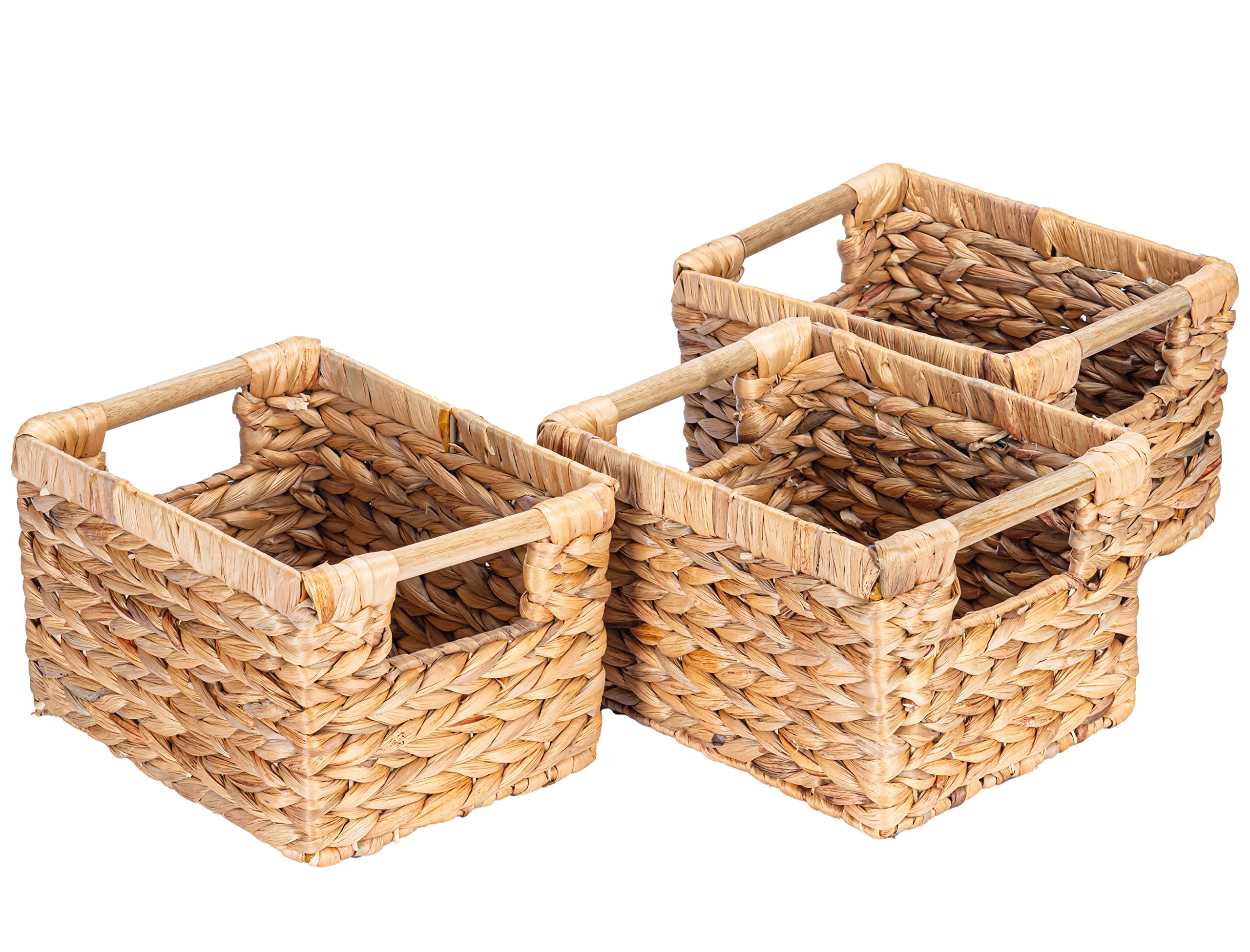 Small Wicker Baskets For Organizing Bathroom, Hyacinth Baskets For Storage, Wicker Storage Basket With Wooden Handle, Decorative