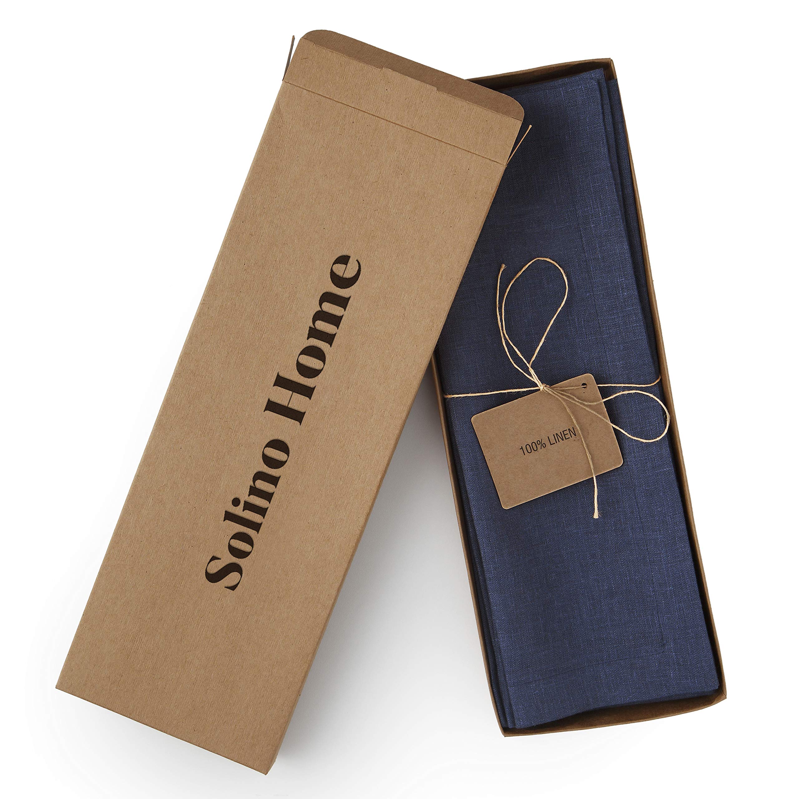 Solino Home Linen Square Placemats 14 X 14 Inch - 100% Pure Linen Navy Cloth Placemats Set Of 4 - Fete, Washable Fabric Place Ma
