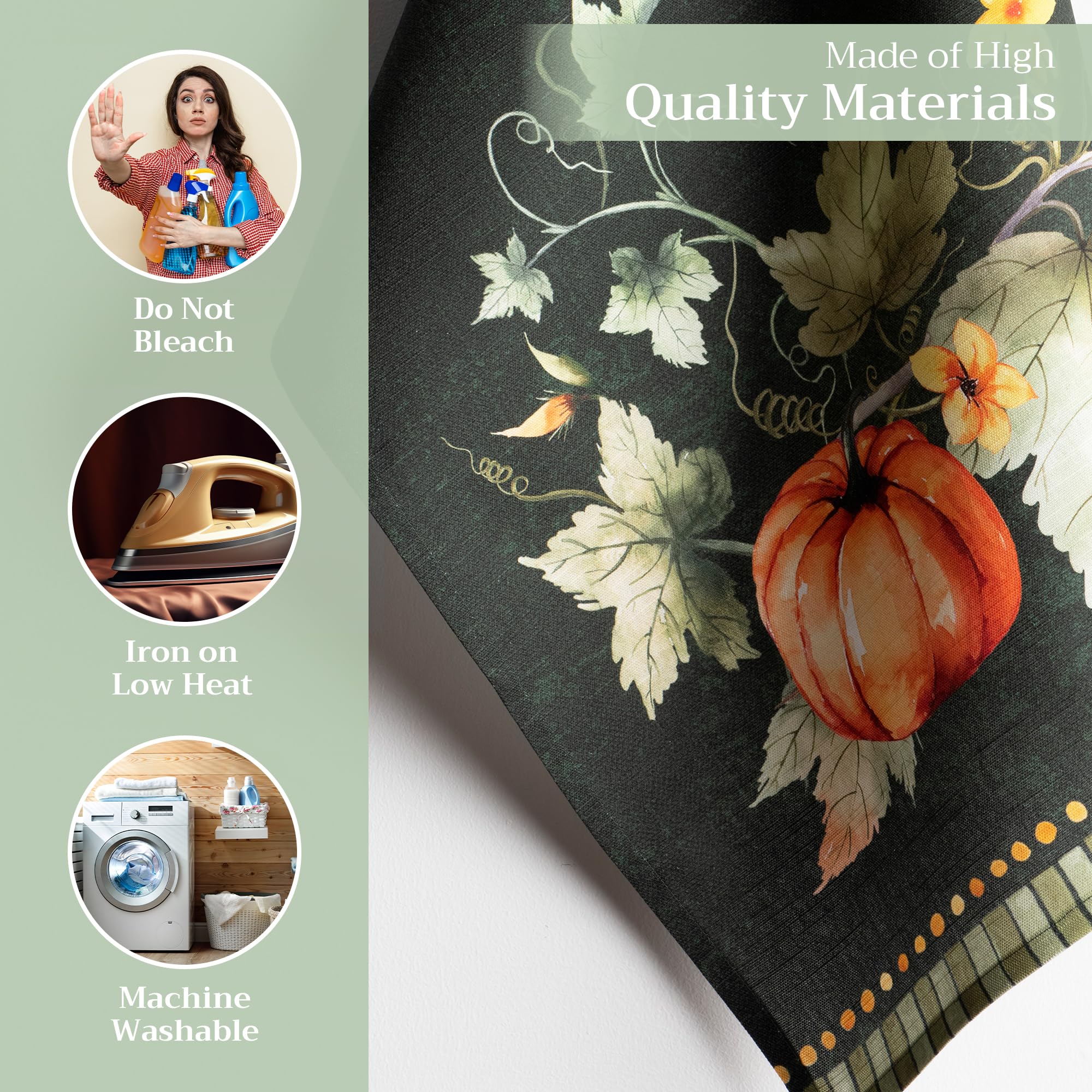Maison D' Hermine Dishcloth Set Of 3, 100% Cotton Kitchen Towel For Gifts, Kitchen, Party, Wedding, Restaurant & Camping, Pumpki