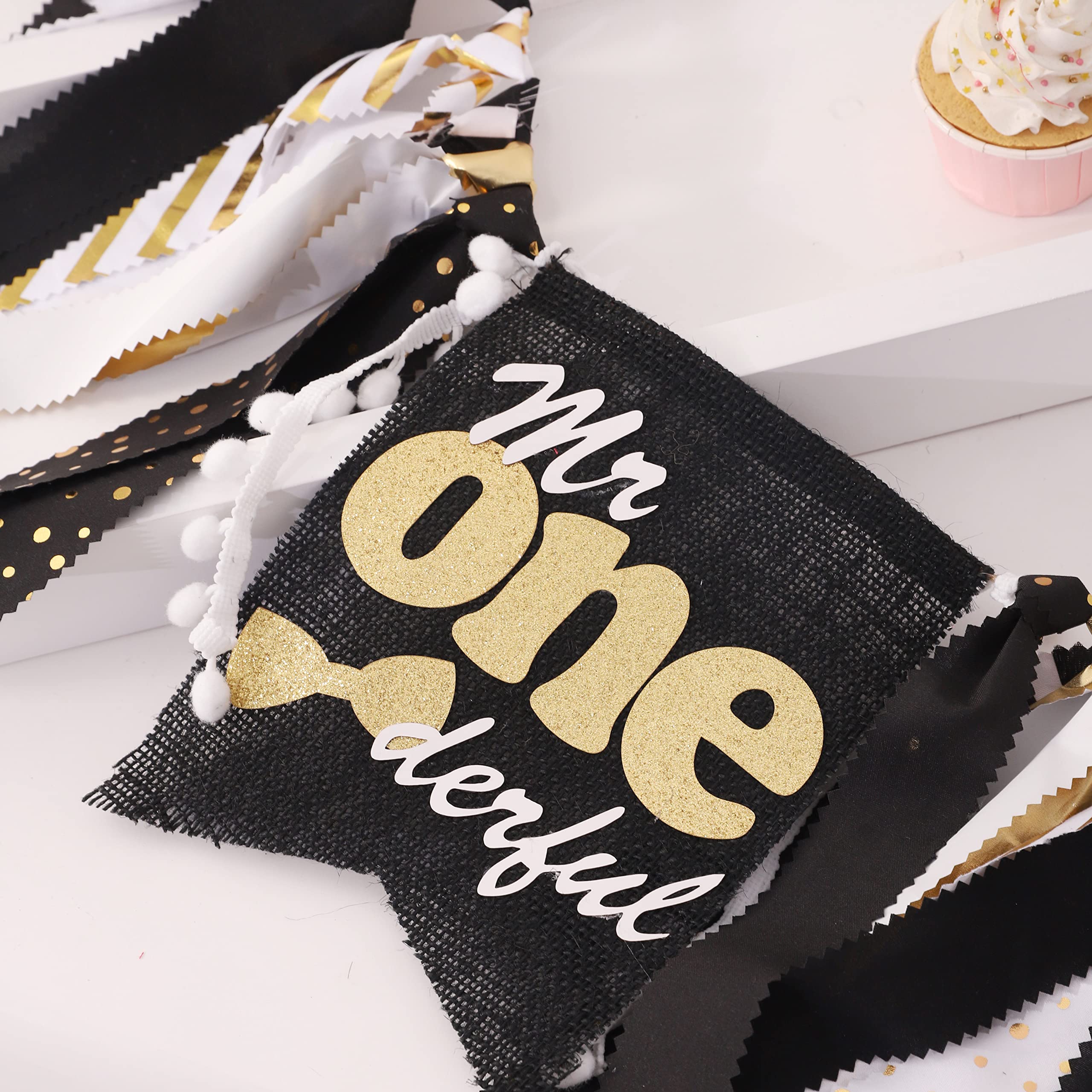 Waouh Mr Onederful High Chair Banner - First/1St Birthday Decoration For Boy,Theme Garland For Birthday Party,Photo Booth Props