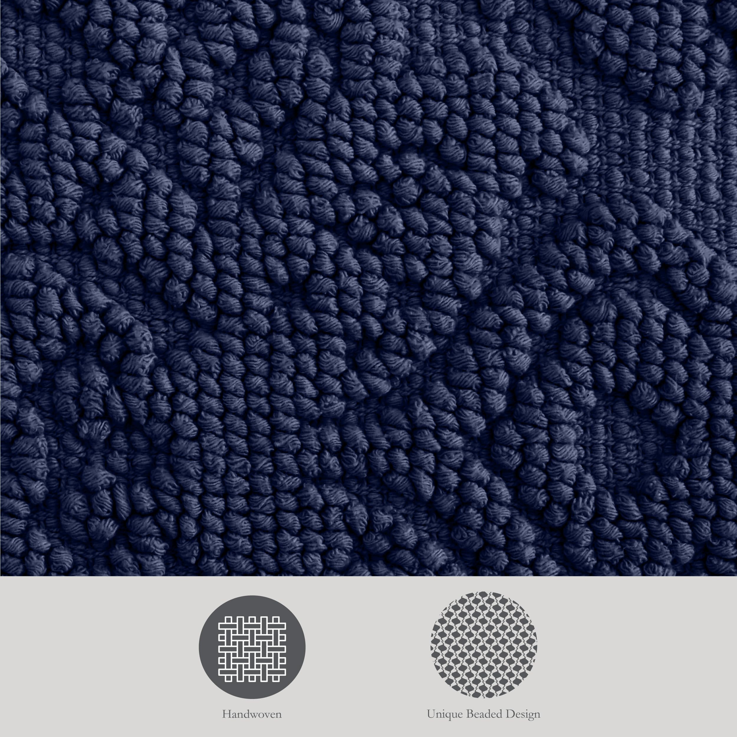 Jean Pierre - Ricardo Bath Mat, Woven Fringe Bathroom Rugs, 100% Cotton, Premium Bathroom Decor - Measures 17'' X 31'' - Indigo
