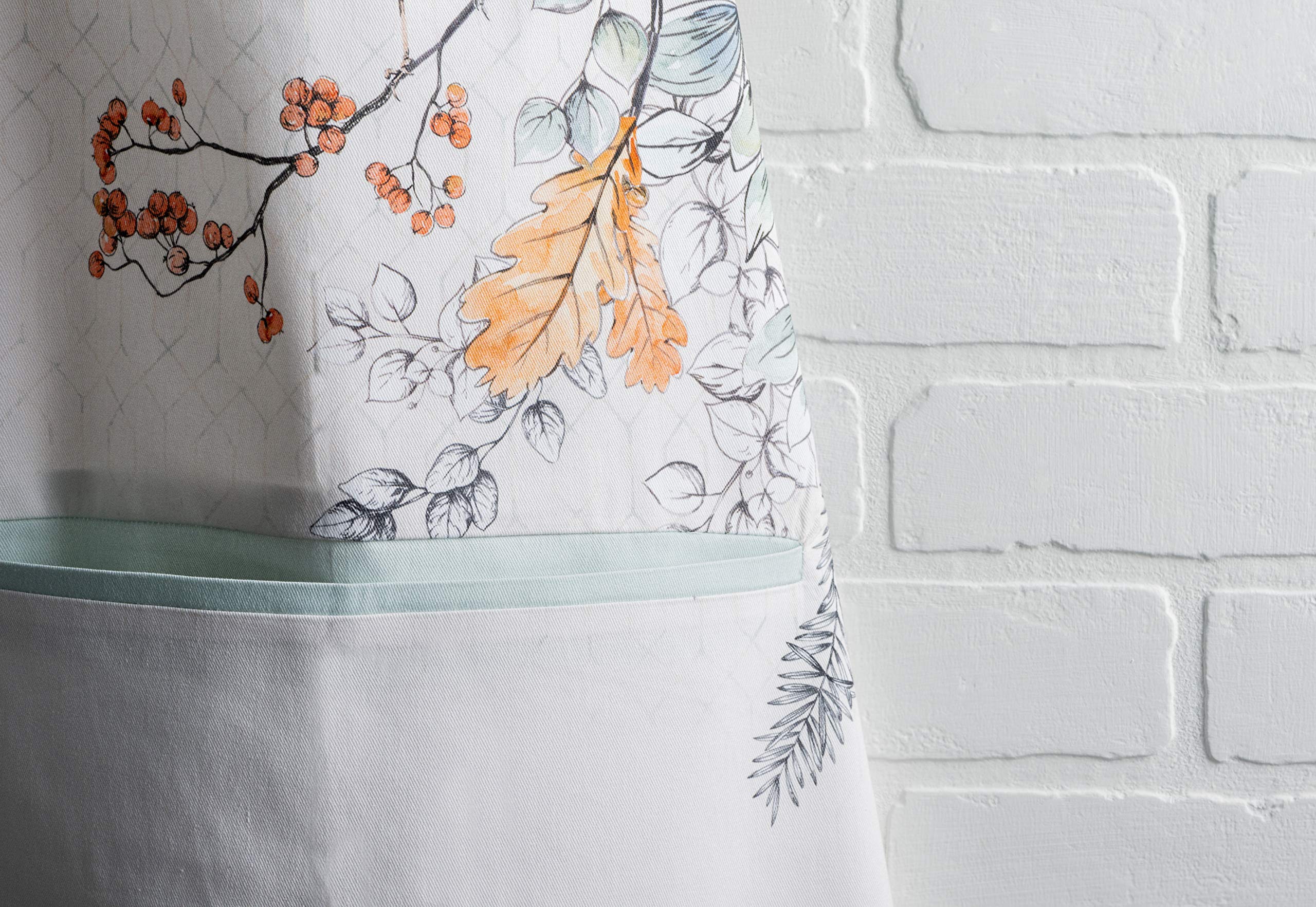 Maison D' Hermine Whitish Shabby Chique 100% Cotton 1 Piece Kitchen Apron With An Adjustable Neck & Hidden Centre Pocket With Lo
