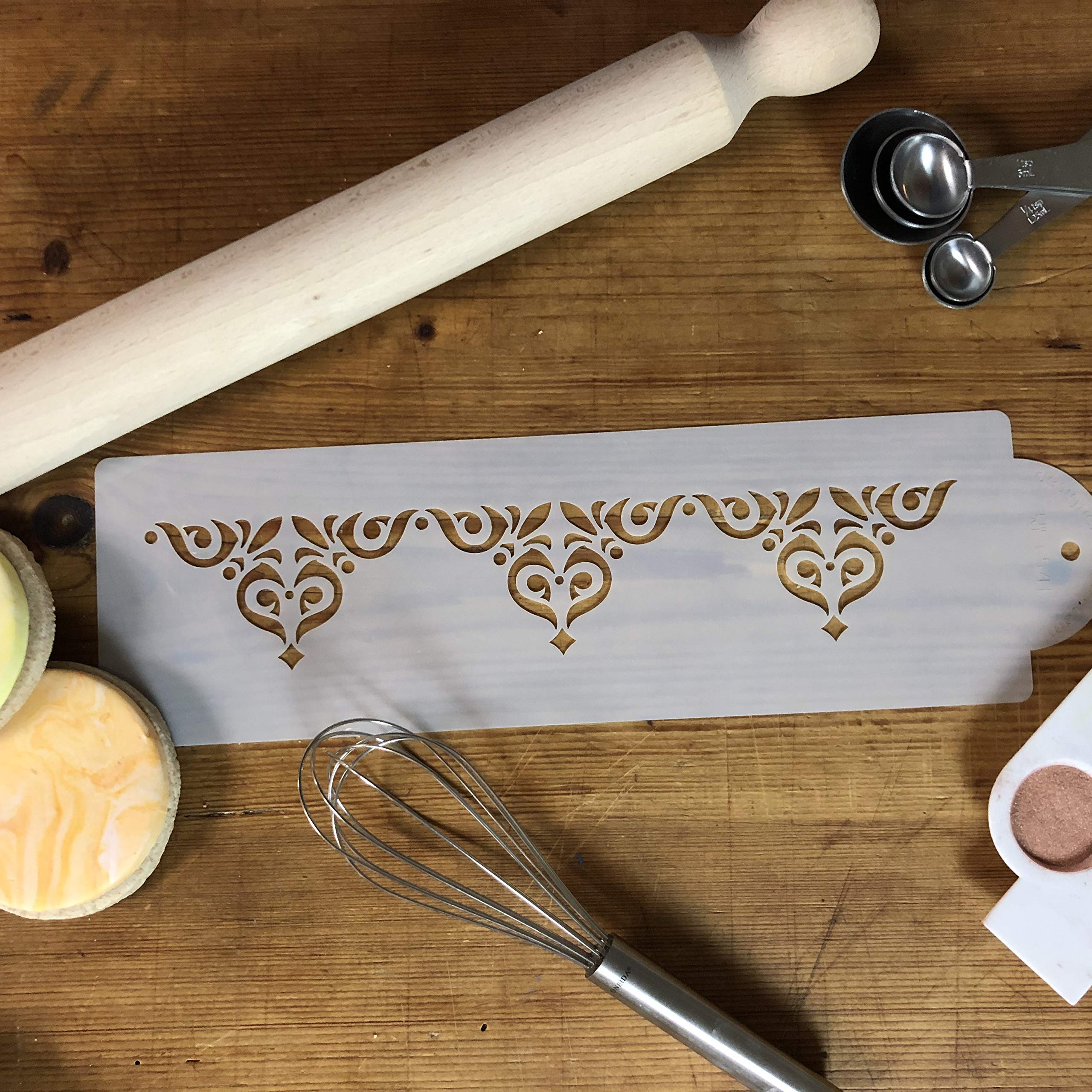 Designer Stencils Mexican Tile Cake Stencil Tier 1, Beige/Semi-Transparent