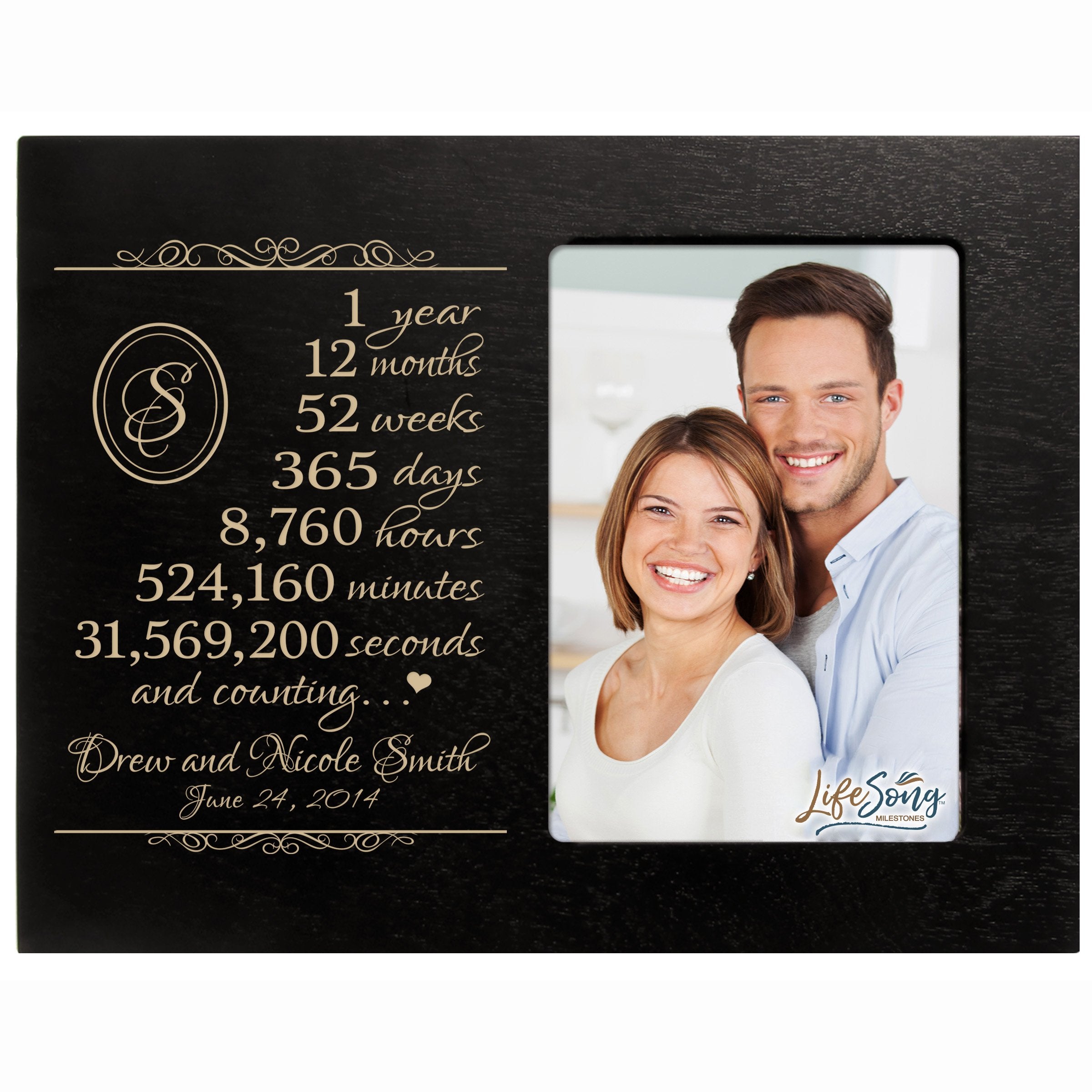 LifeSong Milestones Personalized one Year for her him Couple Custom Engraved Wedding Gift for Husband Wife Girlfriend Boyfriend 