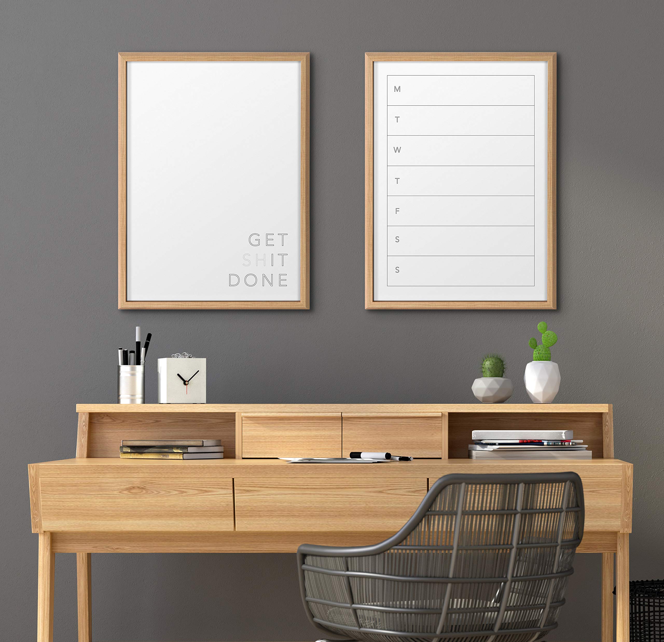 Kate And Laurel Blake Get It Done Framed Printed Printed Dry-Erase Glass Wall Art By The Creative Bunch Studio, 18X24 Natural, I