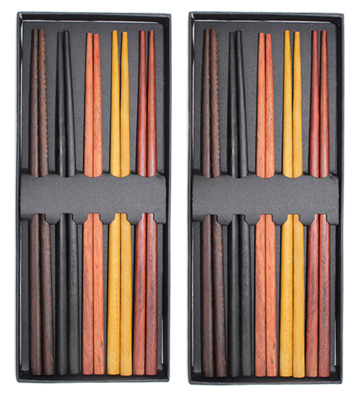 Set Of 2 Boxes(10 Pairs)- Multicolored Reusable Japanese Style Sushi Chopsticks Natural Wooden Unique Family Pack Gift Set(D1325