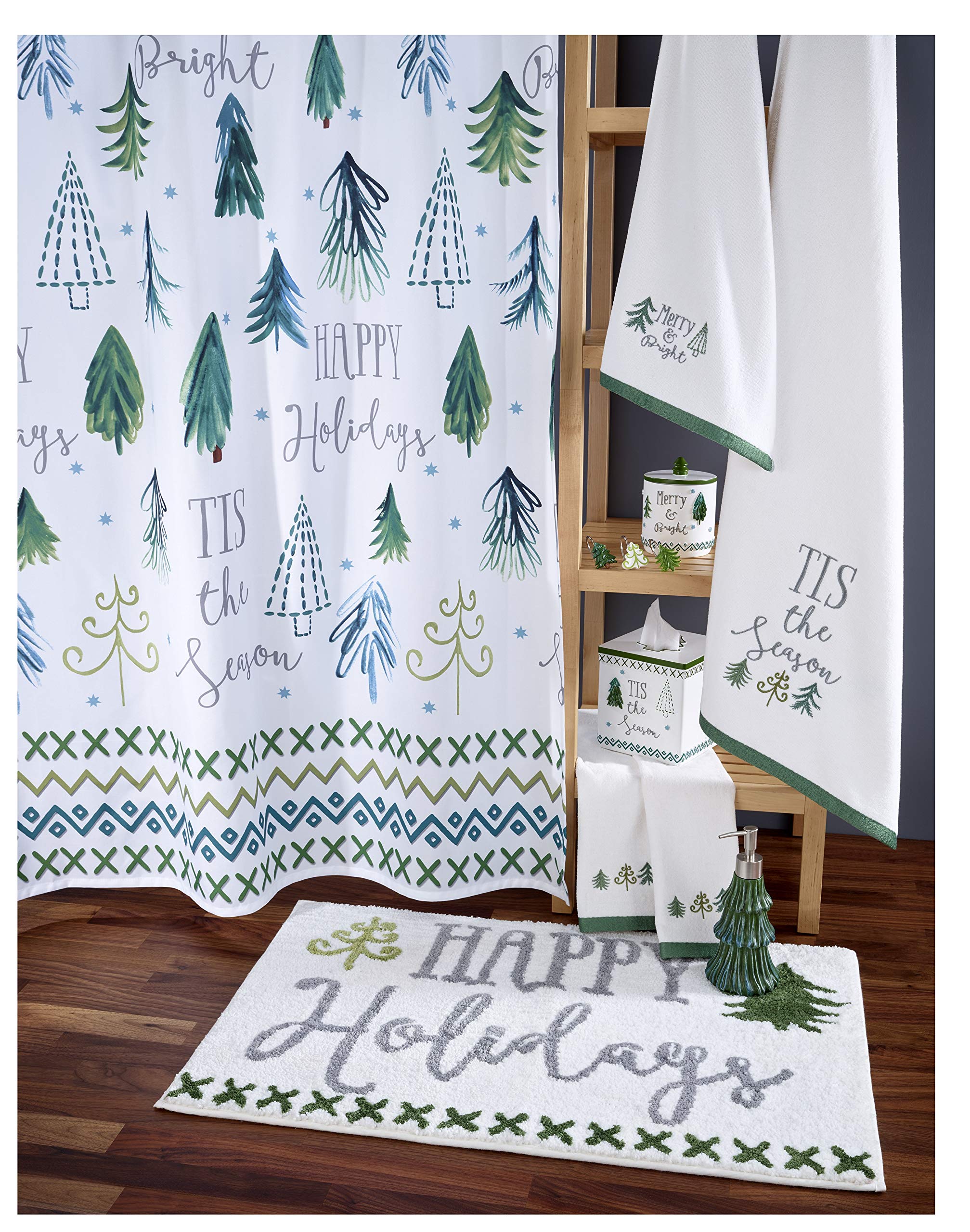 Avanti Linens - Fingertip Towels, Soft & Absorbent Cotton Velour, Holiday Bathroom Decor, Set Of 2 (Christmas Trees Collection)