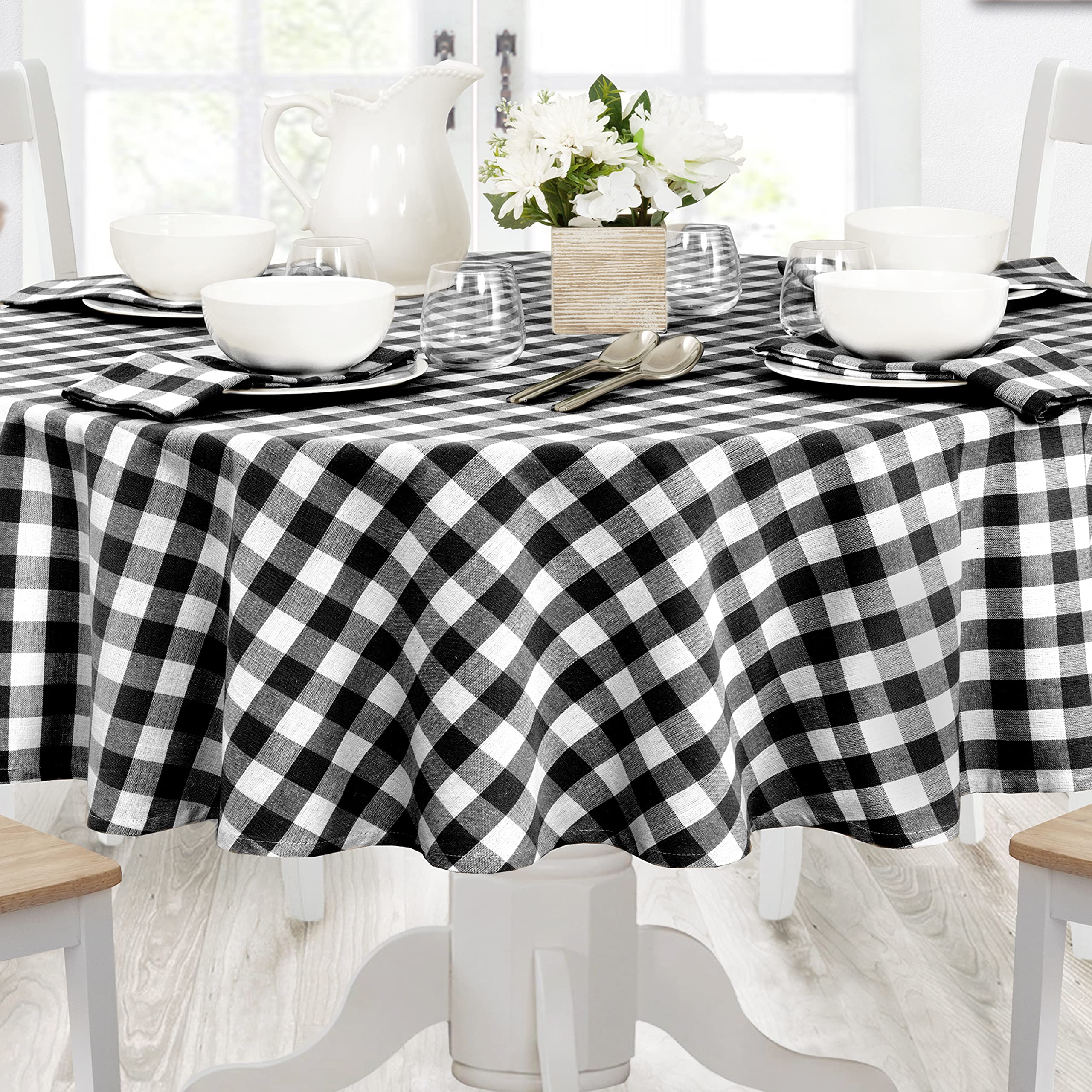 Home Bargains Plus Country Rustic Buffalo Plaid Cotton Fabric Tablecloth, Checkered Cottage Gingham Easy Care Tablecloth, 70