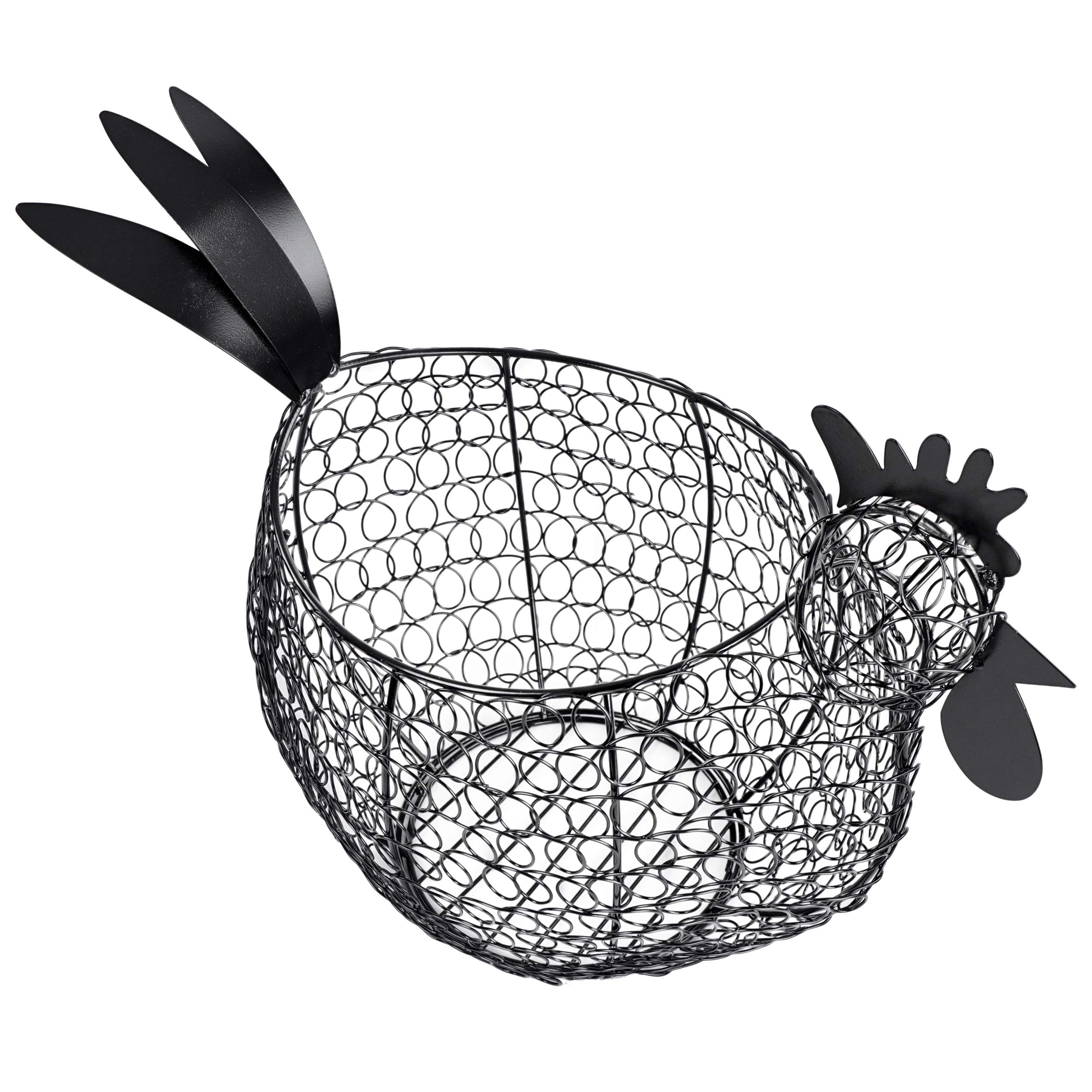 Rural365 Black Metal Chicken Egg Basket - Egg Basket For Gathering Fresh Eggs - Rustic Decor Chicken Basket Egg Holder