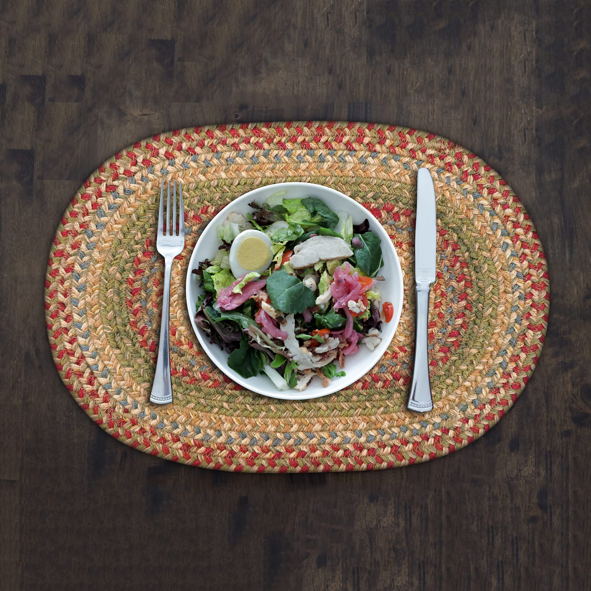 Homespice - Kingston Oval Placemats, A Hand Woven Placemat Of Jute To Use As Multicolor Dining Placemats - Easy To Clean, Lays F