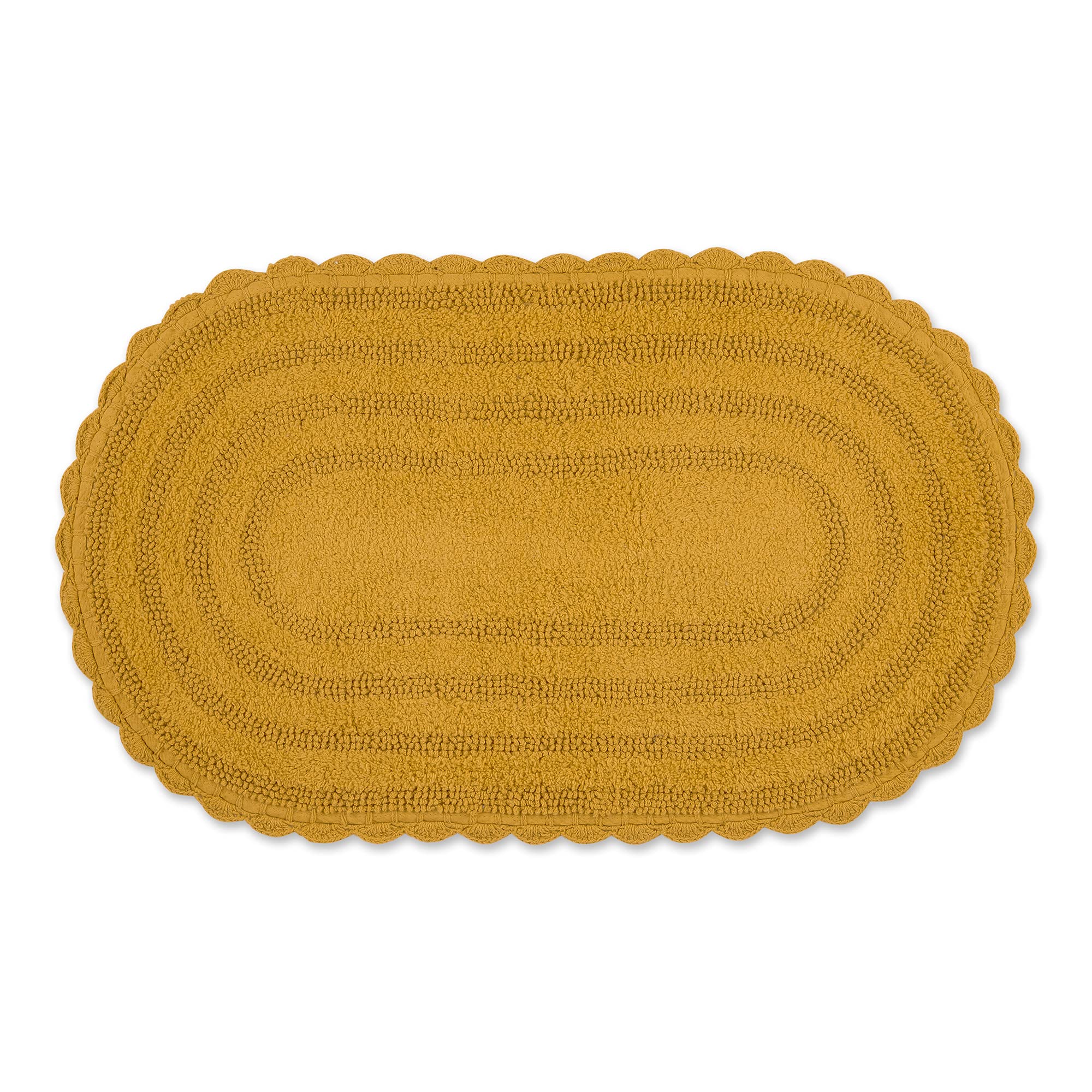 Dii Crochet Collection Reversible Bath Mat, Large Oval, 21X34, Honey Gold