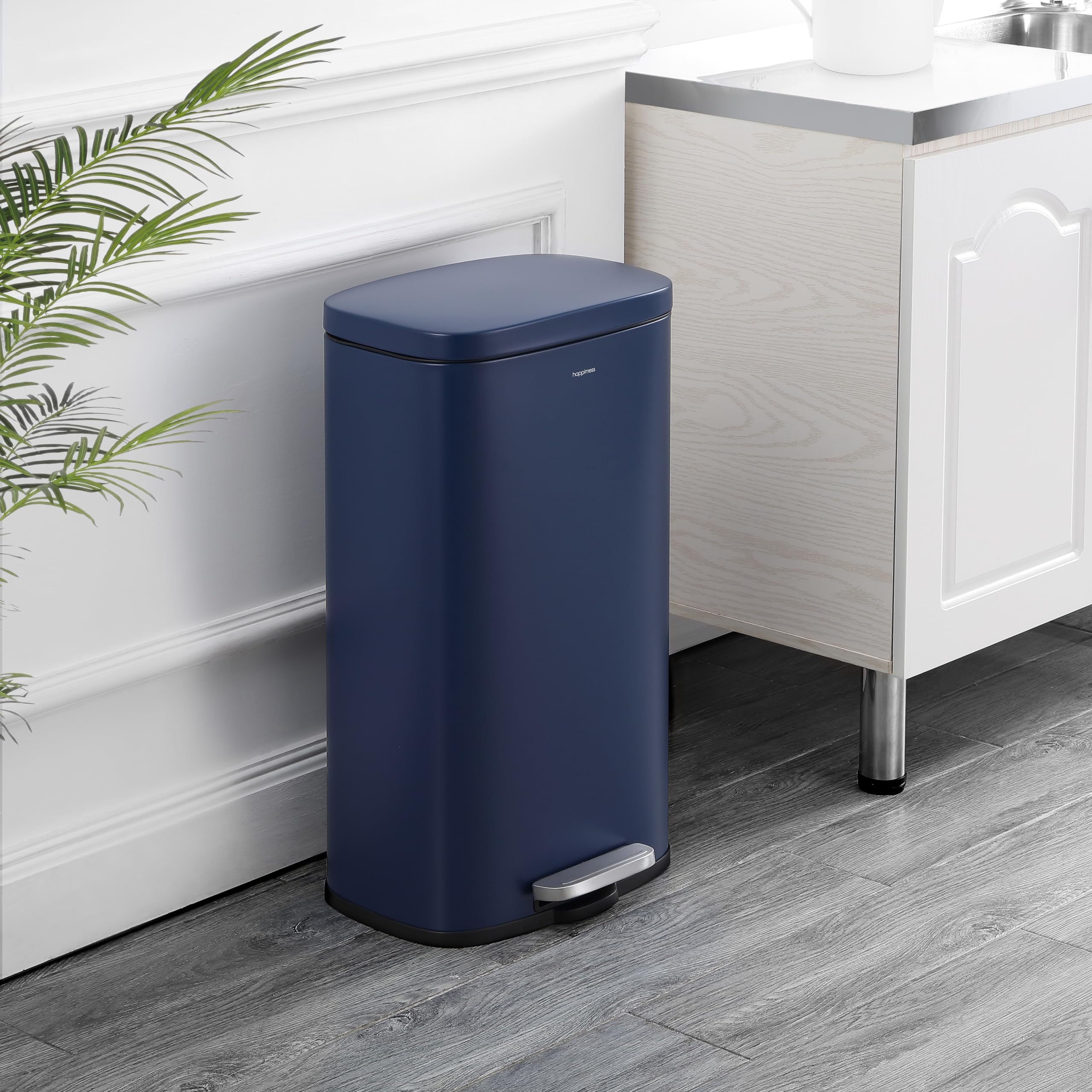 Happimess Hpm1011E Curtis 8-Gallon Step-Open Trash Can, Fingerprint Resistant, Modern, Minimalistic For Home, Kitchen, Laundry R