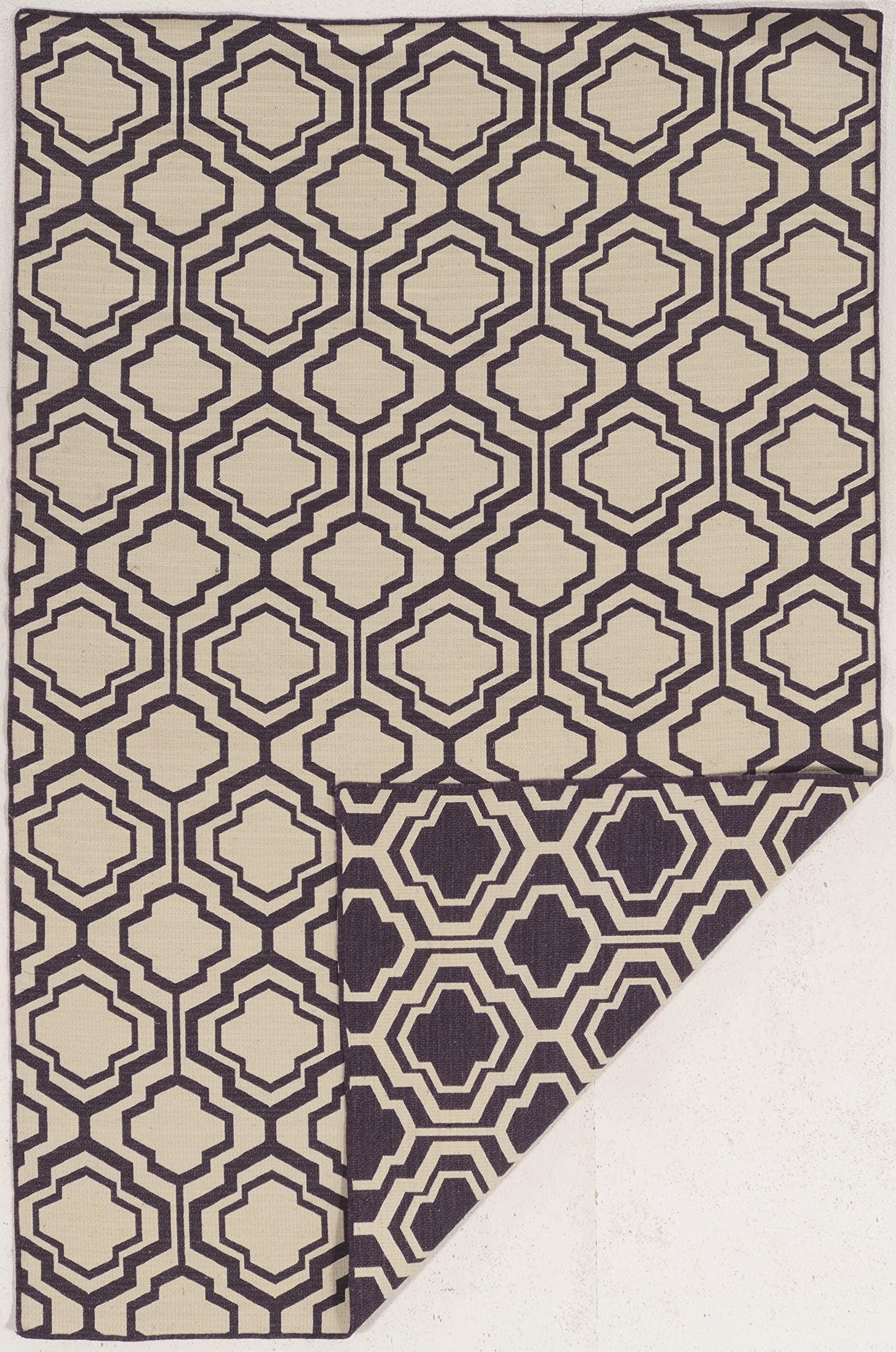 Salonika ReversibleQuatrefoil Purple 5x8, Rug