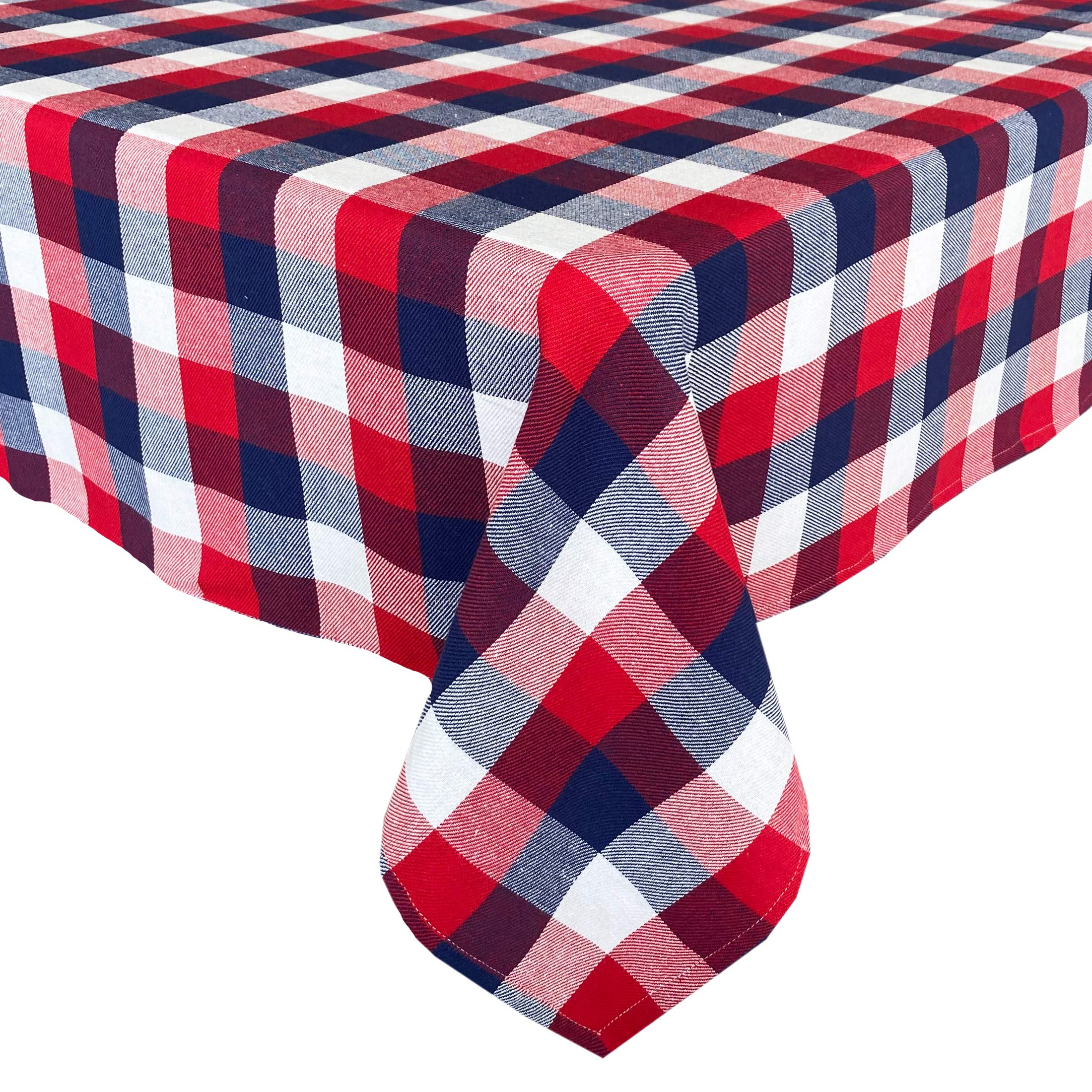 Newbridge American Rustic Red, White And Blue Plaid Cotton Weave Fabric Napkin Set, Indoor Outdoor Country Rustic Patriotic Wove