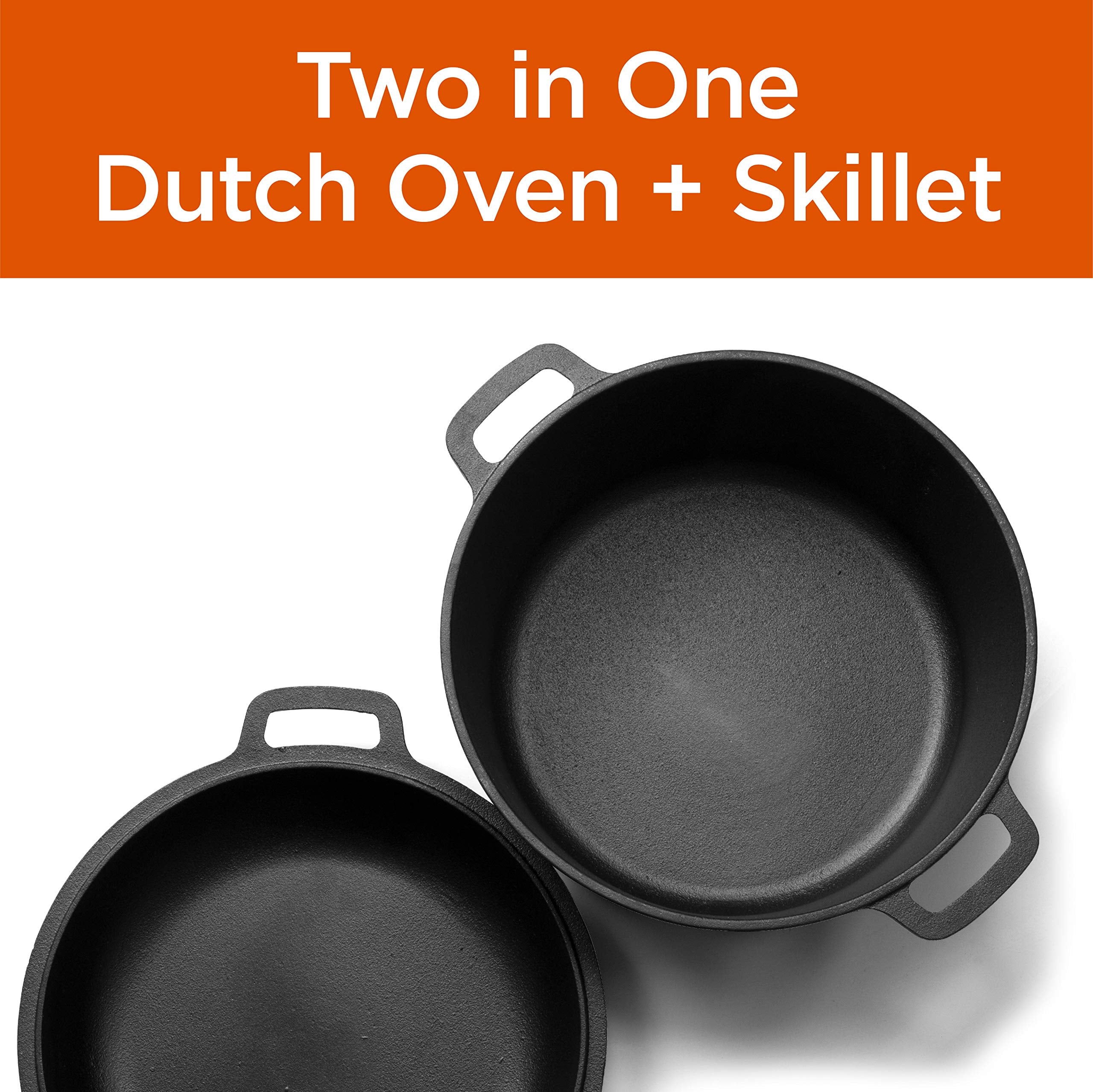 Commercial Chef 5-Quart Cast Iron Dutch Oven With Skillet Lid
