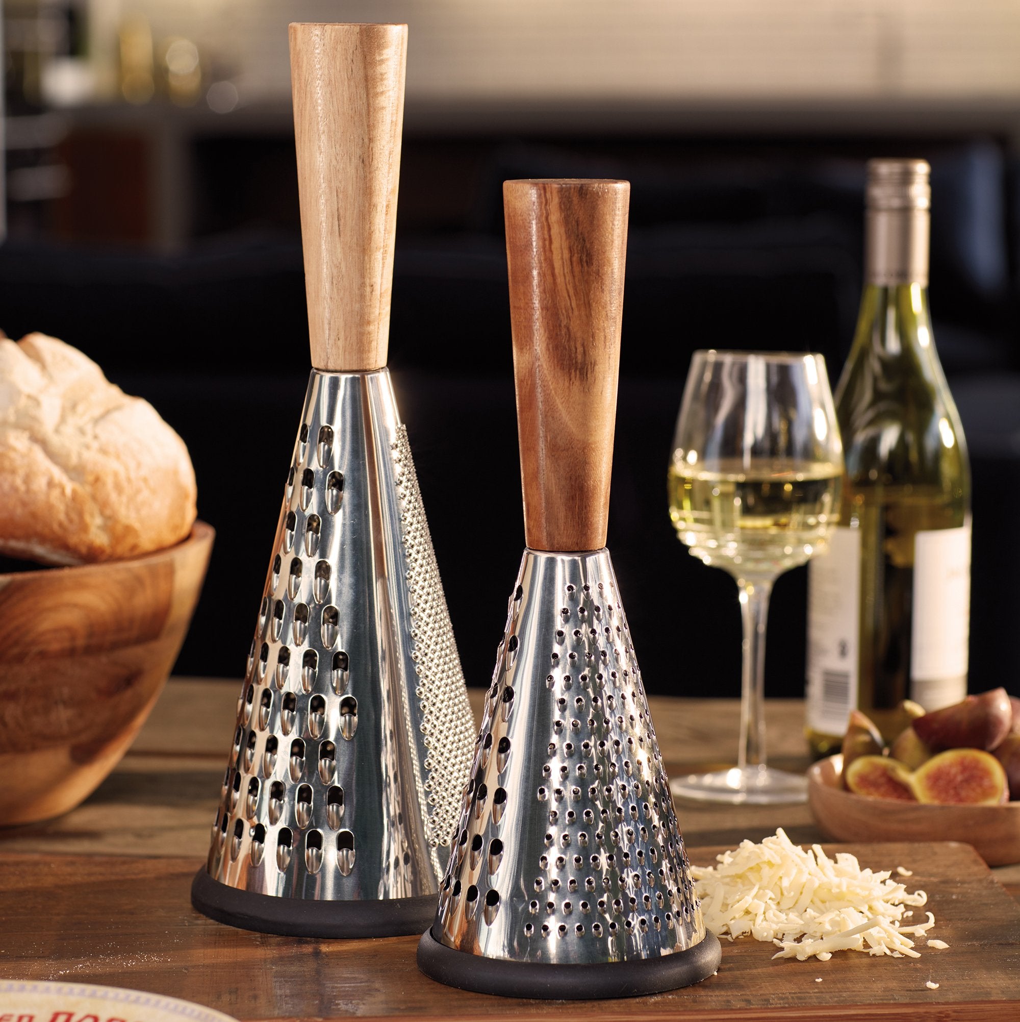 Gourmet Cheese Creative Tops Vintage-Style Conical Cheese Grater With Wooden Handle, 13 X 13 X 33 Cm (5'' X 5'' X 13''), Large (