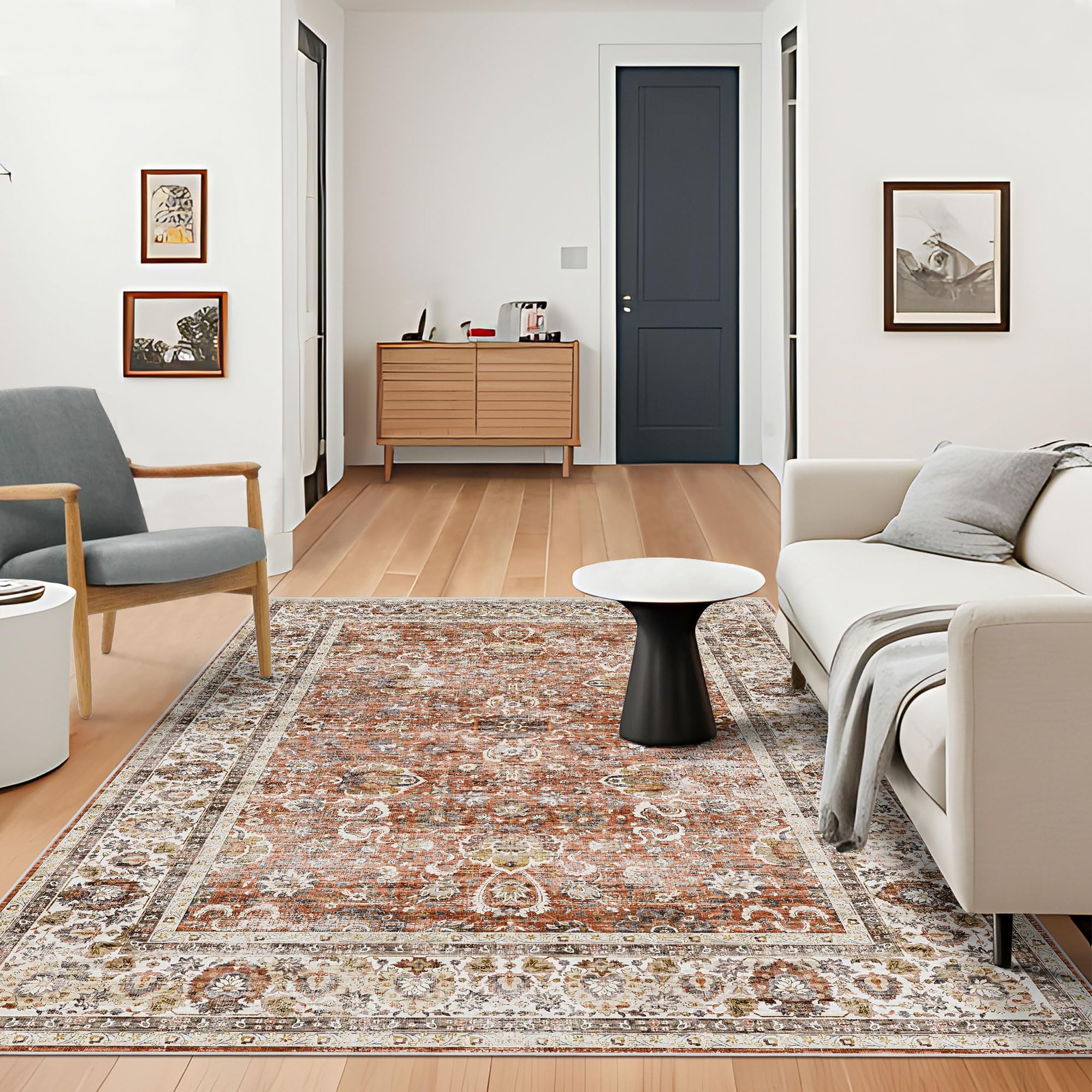 Large 5x8 Area Rugs for Dining Room Machine Washable Rugs Boho 5x8 Rug for Living Room Carpet Non-Slip Family & Pet Friendly Are