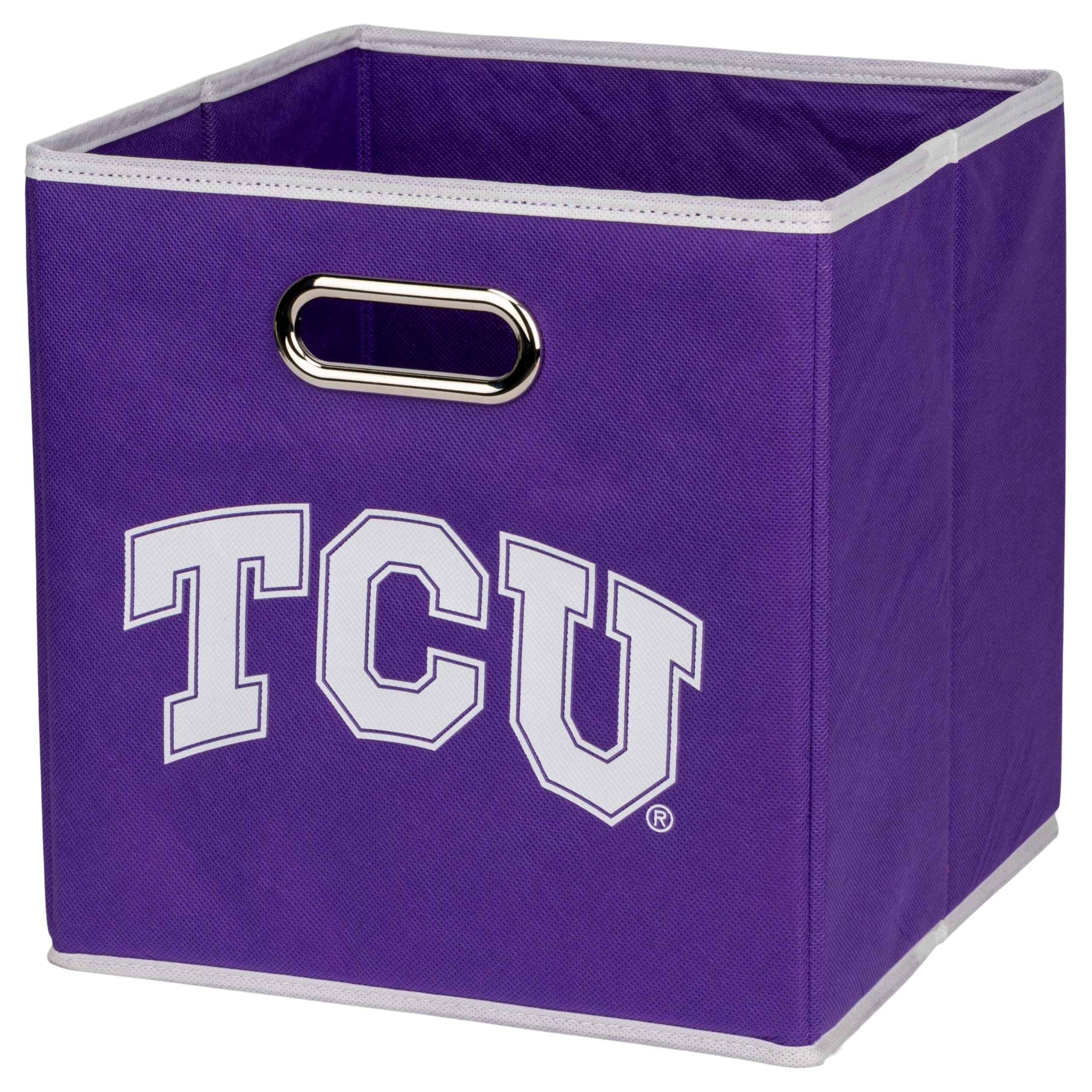 Franklin Sports NCAA TCU Horned-Frogs Storage Bin - Collapsible Cube Container + Storage Basket - Folding Fabric Shelf Organizer