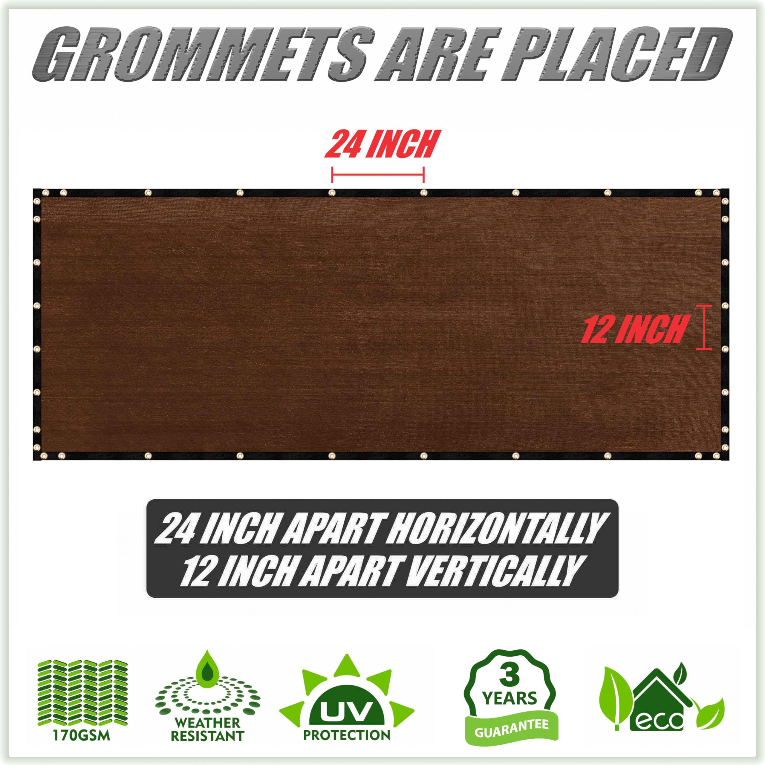 Colourtree Customized Size Fence Screen Privacy Screen Brown 8 X 150 - Commercial Grade 170 Gsm - Heavy Duty - 3 Years Warranty