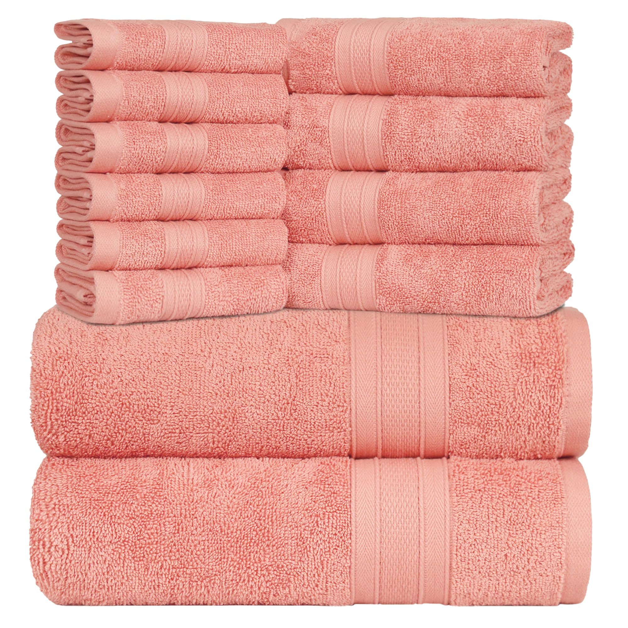 Trident Soft Comfort Air Rich Towels For Bath, 100% Cotton Towel, Super Soft, Highly Absorbent, 12 Pieces Towel Set, 500 Gsm - C