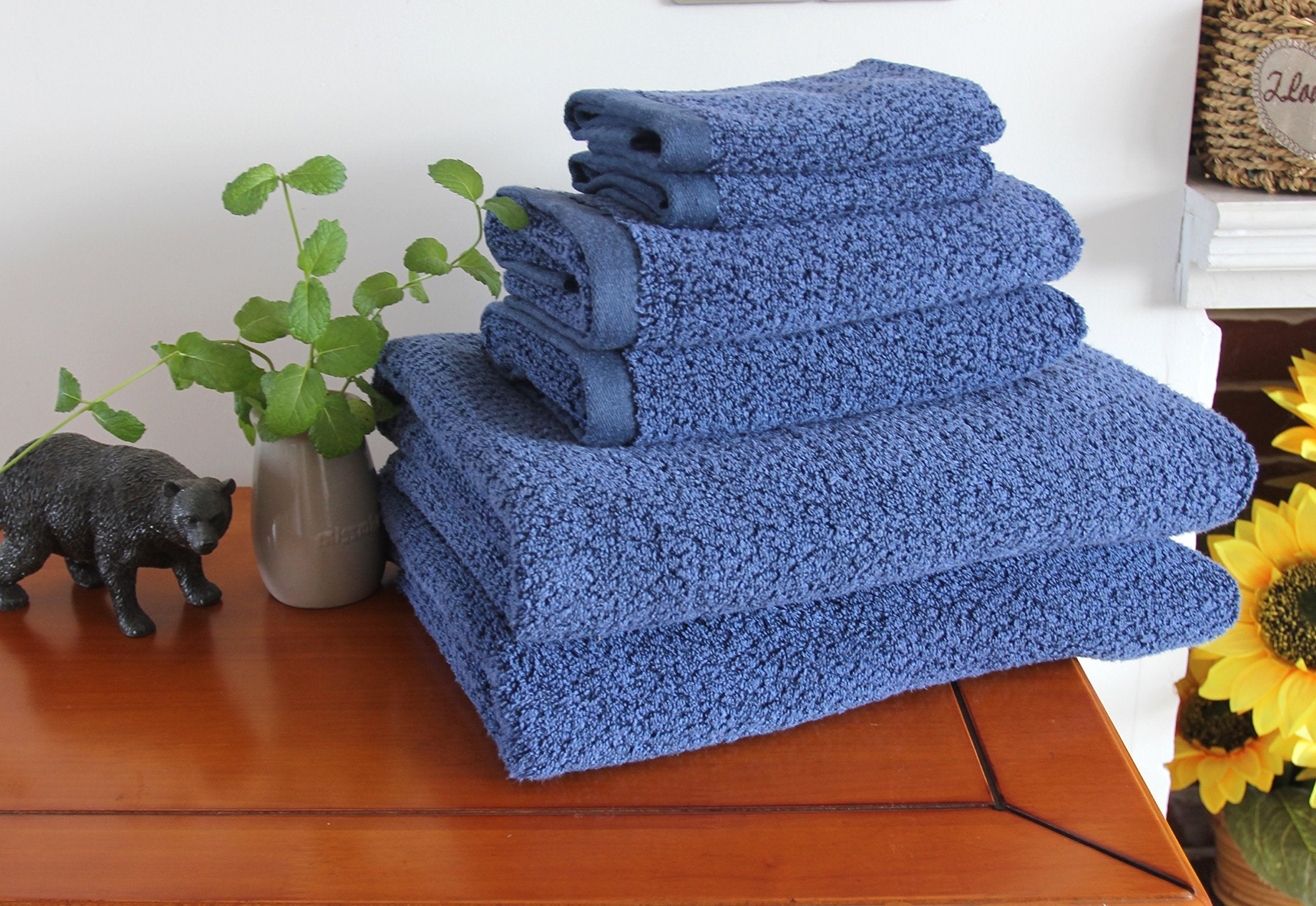 Everplush Diamond Jacquard 6 Pieces Bath Sheet Set  Navy Blue