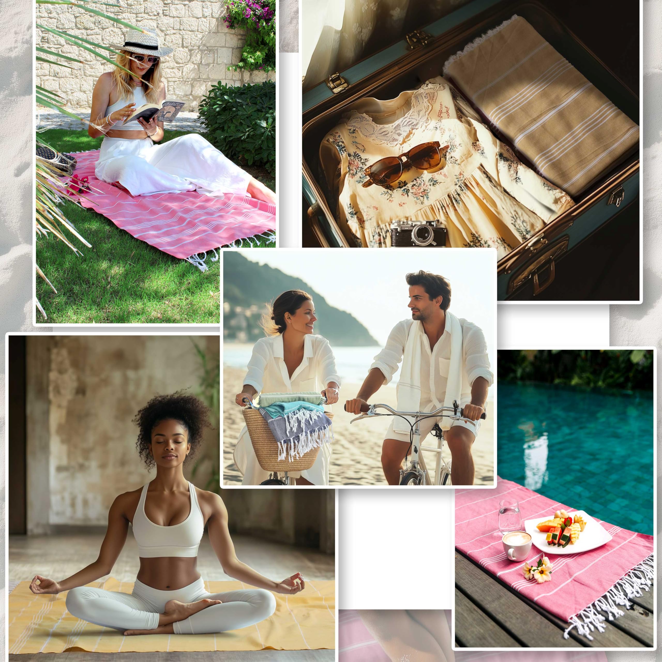 Cacala Lightweight And Thin Turkish Beach Towel 100% Cotton Sand-Free And Quick-Drying Goodness Perfect As An Extra Large Travel