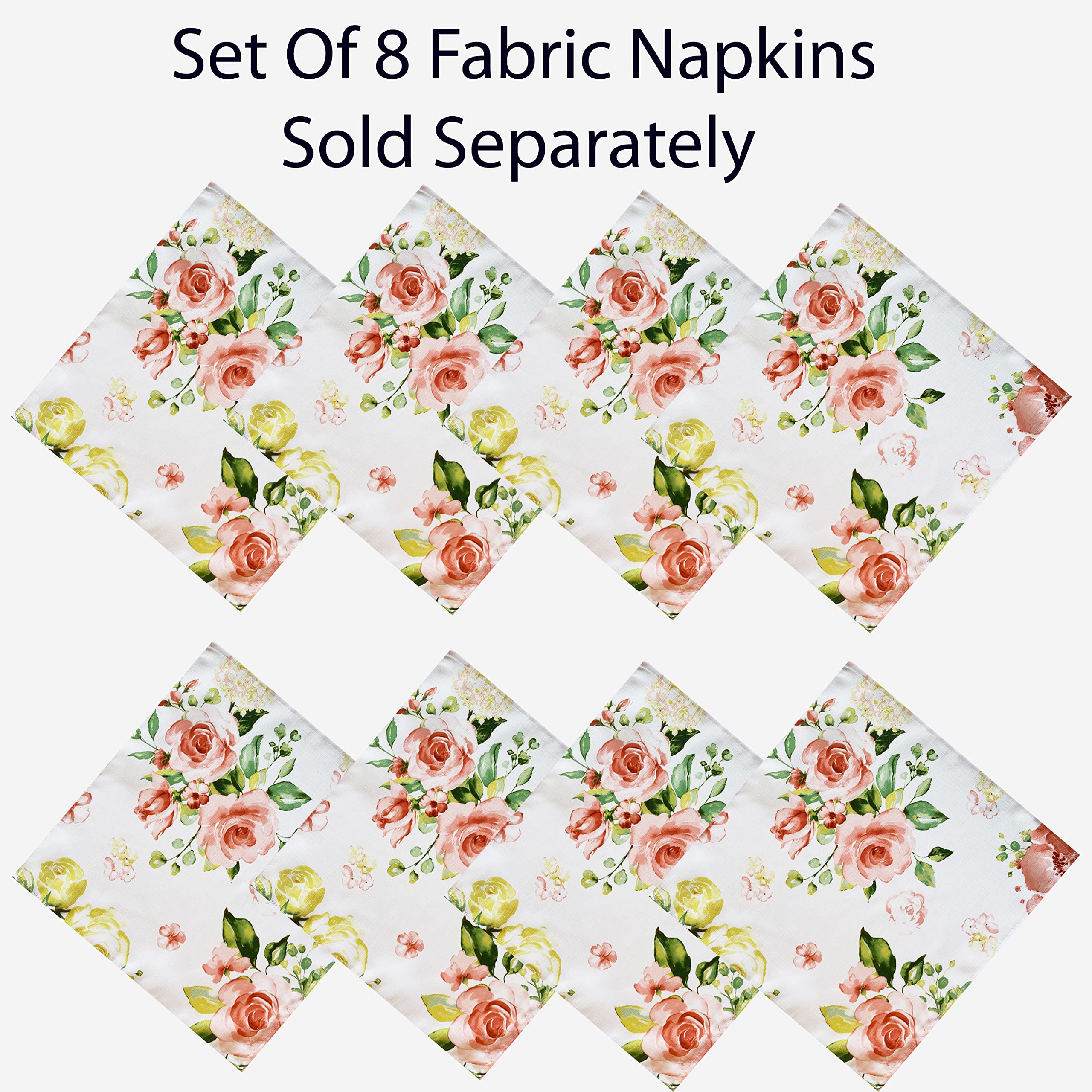 Newbridge Easter Marie Yellow And Pink Rose Petal Floral Rectangle 52 X 70 Inch Fabric Tablecloth, Stain And Wrinkle Resistant T