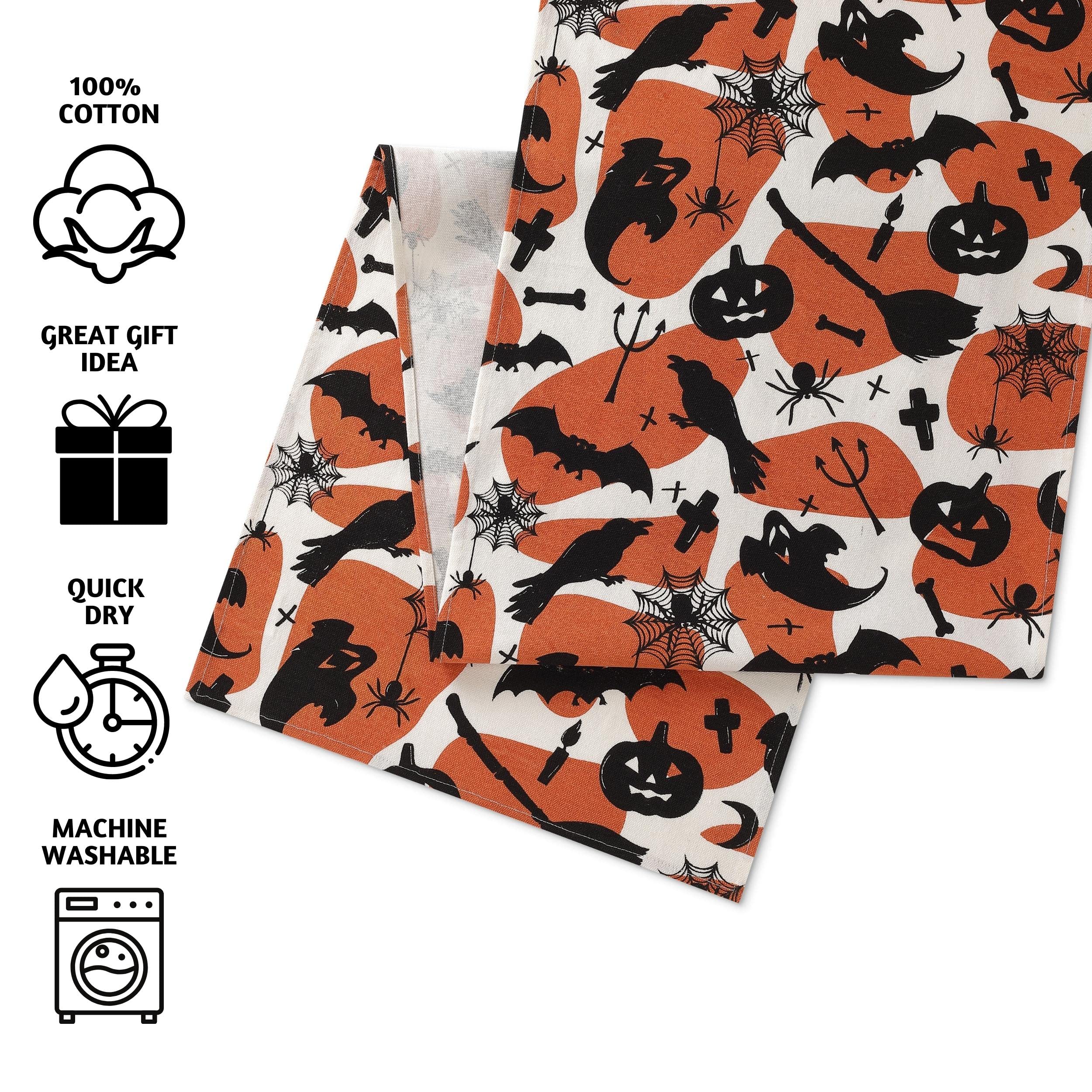 Folkulture Halloween Table Runner 72 Inches Long For Halloween Decorations, 100% Cotton Farmhouse Table Runner For Home Decor, C