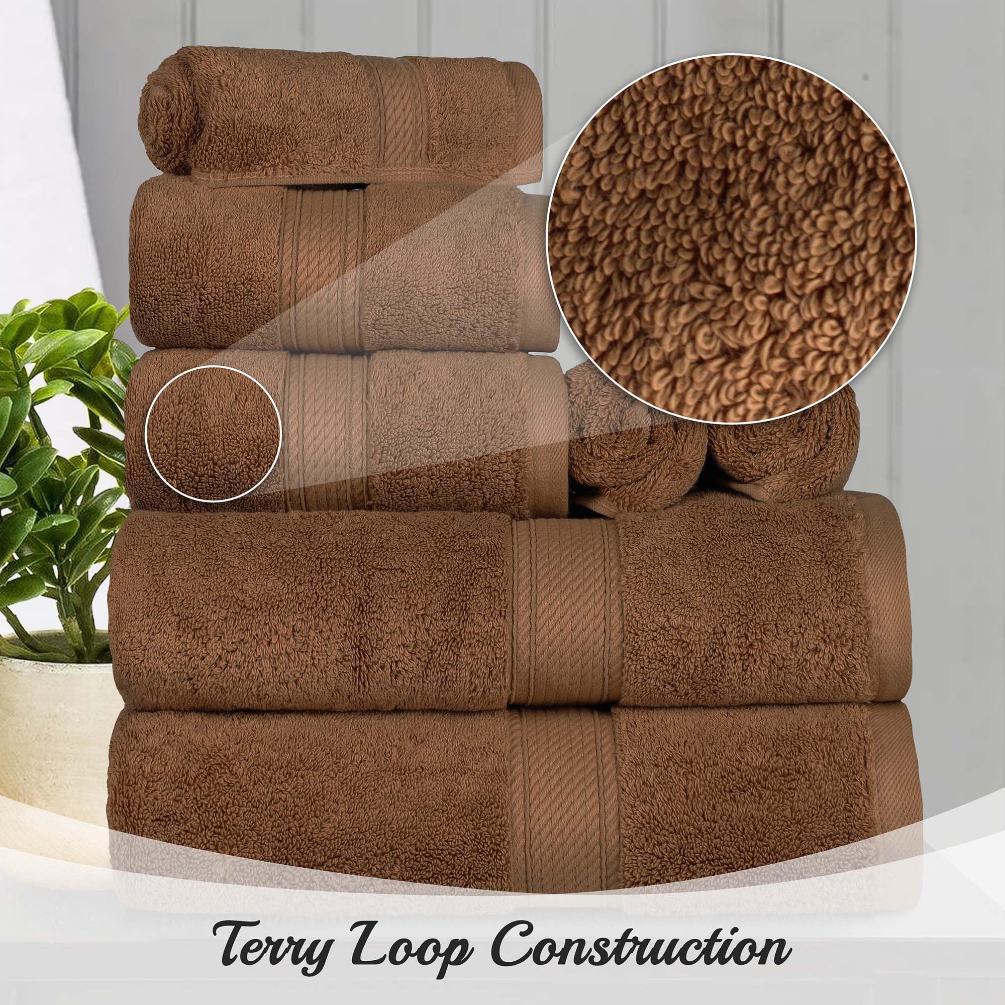 Superior Egyptian Cotton Pile 9 Piece Towel Set, Includes 3 Bath, 3 Hand, 3 Face Towels/Washcloths, Ultra Soft Luxury Towels, Th