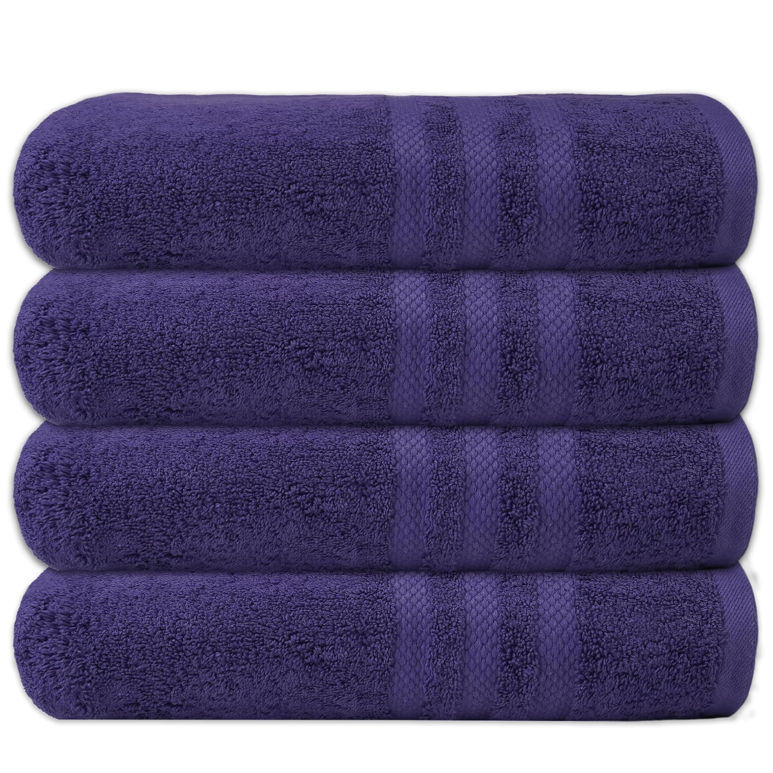 Pristine Linen 100% Cotton Bath Sheets Large Bath Towels 30X60 Inches Pack Of 4 Navy Blue Soft And Absorbent Bathroom Towels