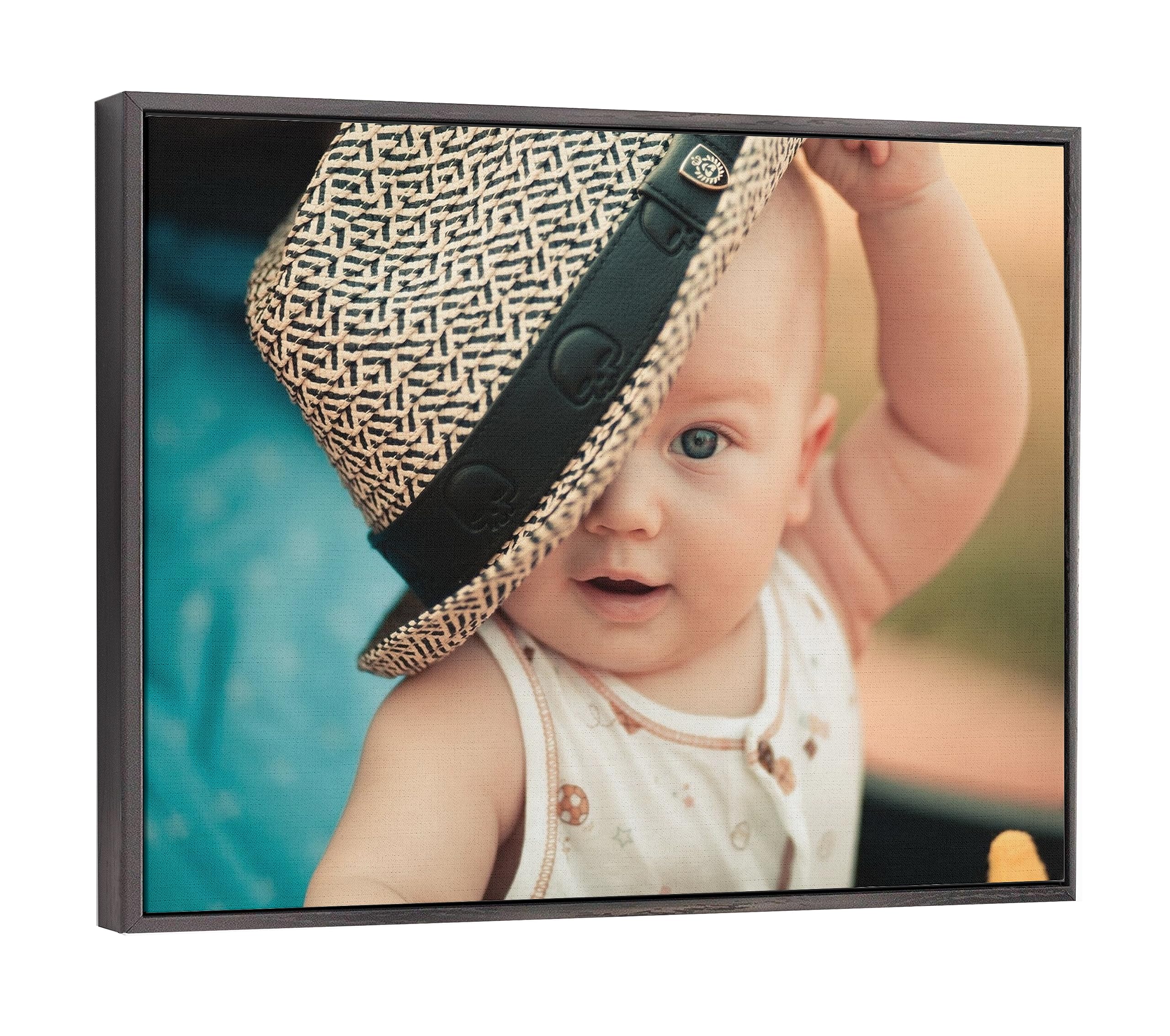 Customizable Photo Canvas Print from Your Upload - Personalized Gallery Wrapped Wall Art with Deep Floating Frame - Beige Walnut