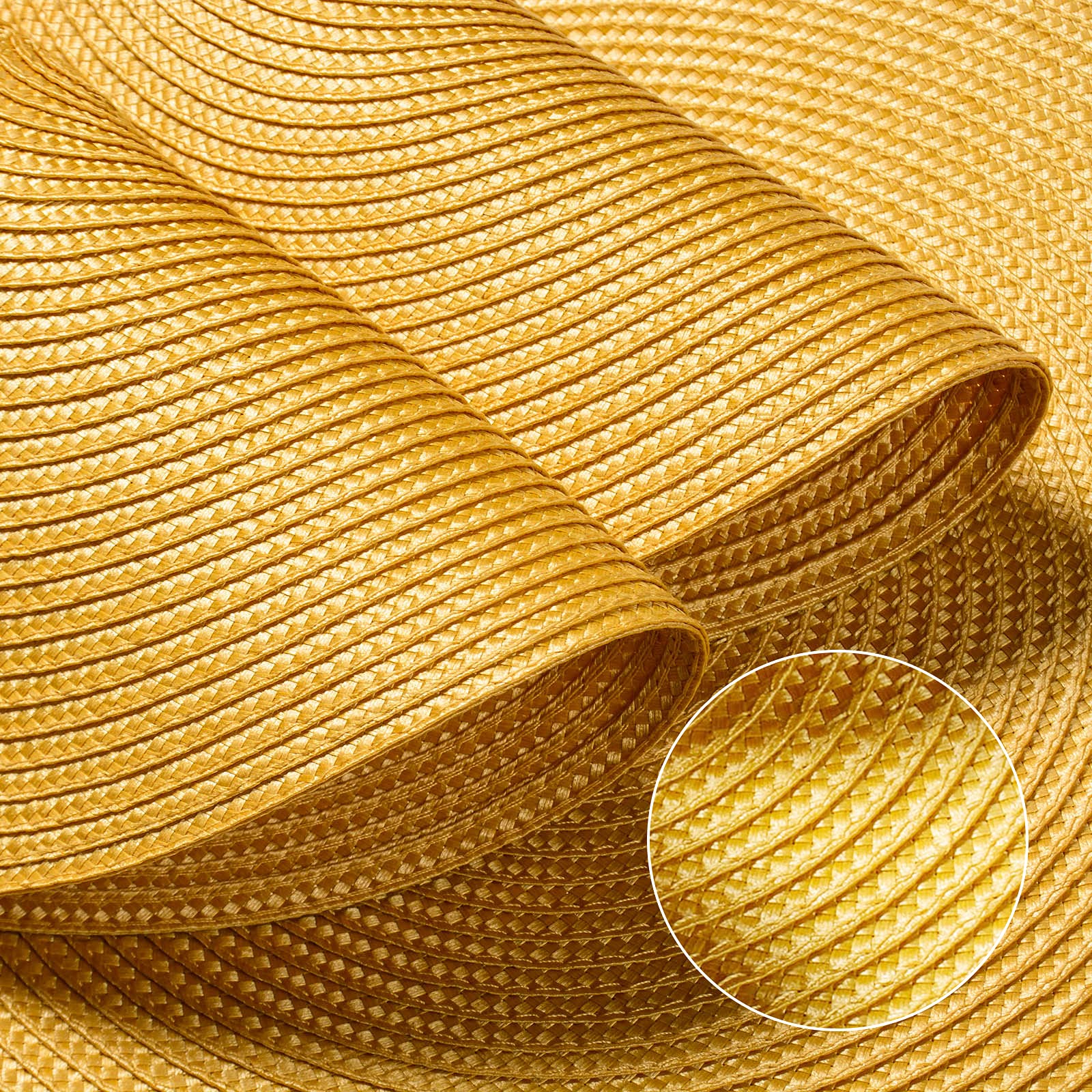 Funwheat Round Braided Placemats Set Of 6 Table Mats For Dining Tables Woven Washable Non-Slip Place Mats 15Inch For Spring(Yell