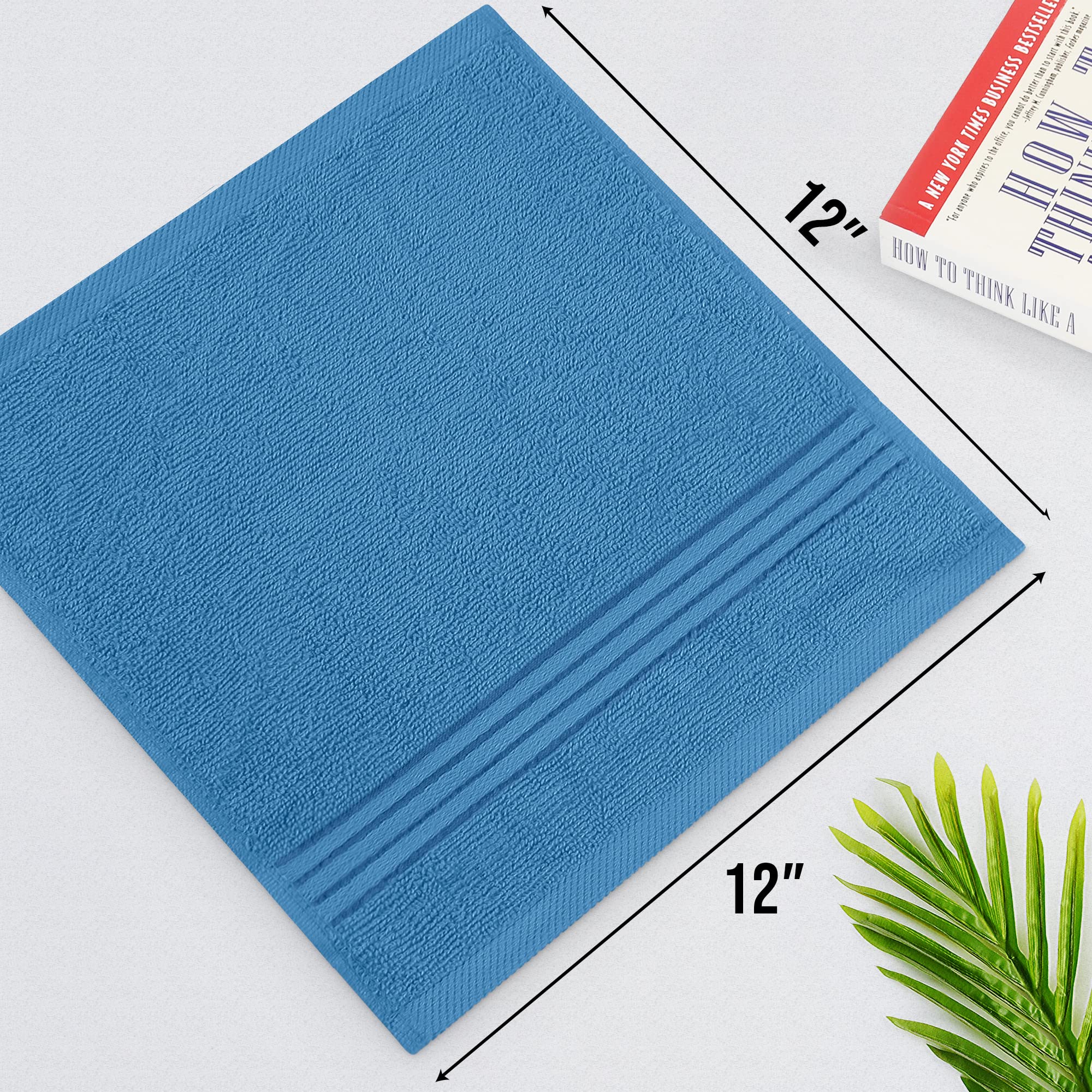 Utopia Towels 12 Pack Premium Wash Cloth Towel (12x12Inches) 100% Cotton Flannel  Ring Spun  Highly Absorbent and Soft Feel Washcloths for Bathroom  Spa  Gym  and Face Towel (Electric Blue)